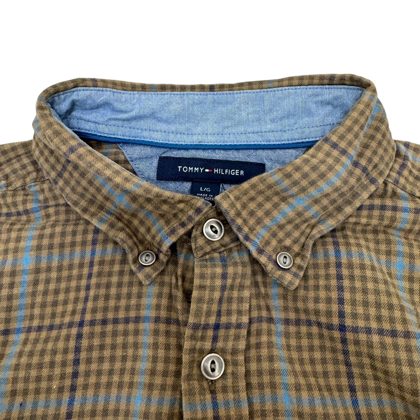 GC835 TOMMY HILFIGER トミーヒルフィガー チェックシャツ シャツ デザインシャツ 長袖 カーキ メンズ サイズL