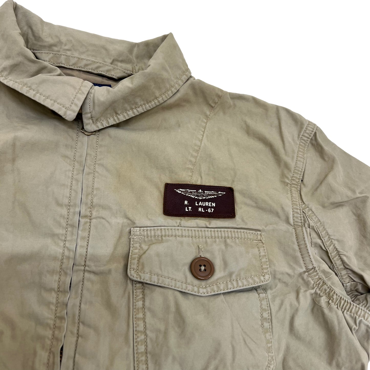 GM196 POLO RALPH LAUREN ポロラルフローレン 長袖 ジップアップ ジャケット 上着 羽織り トップス ベージュ系 メンズ