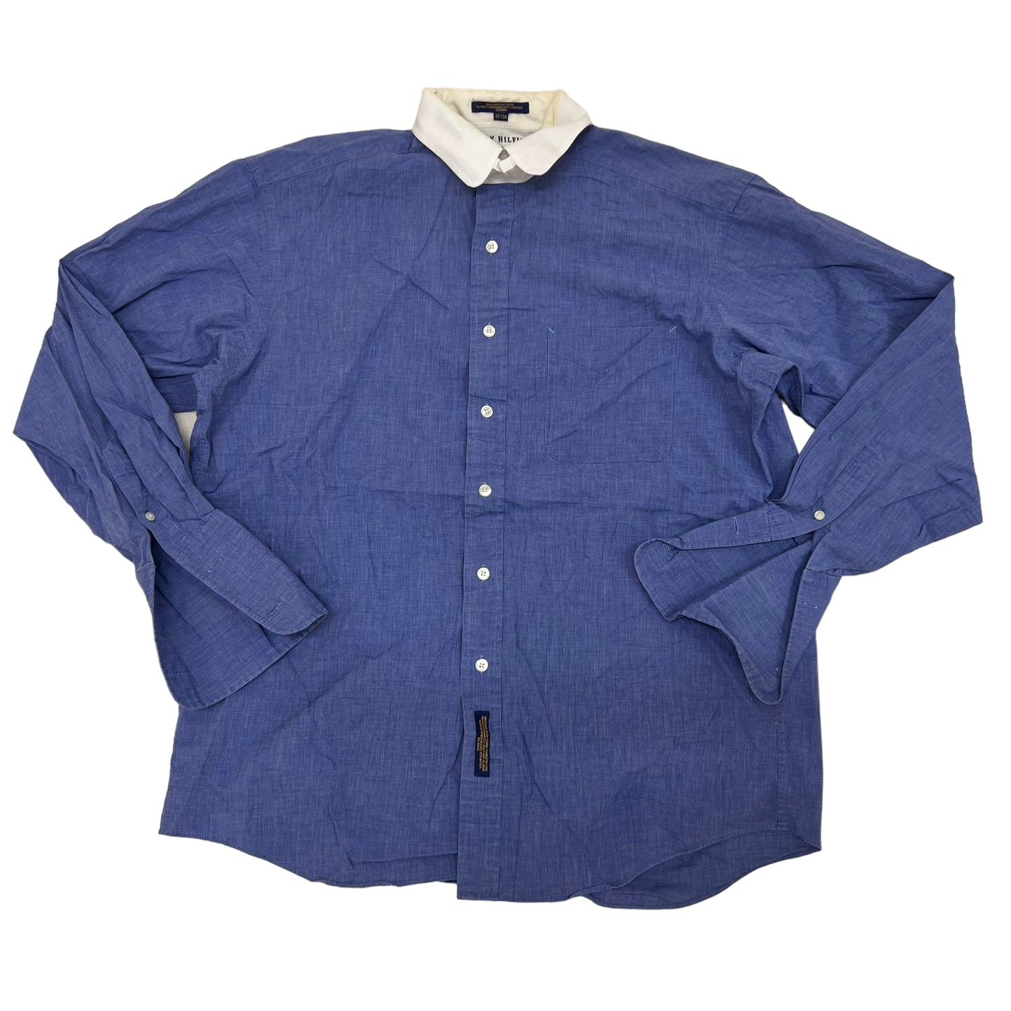 GM34 TOMMY HILFIGER トミーヒルフィガー 長袖 シャツ トップス ネイビー系 メンズ 実寸参考