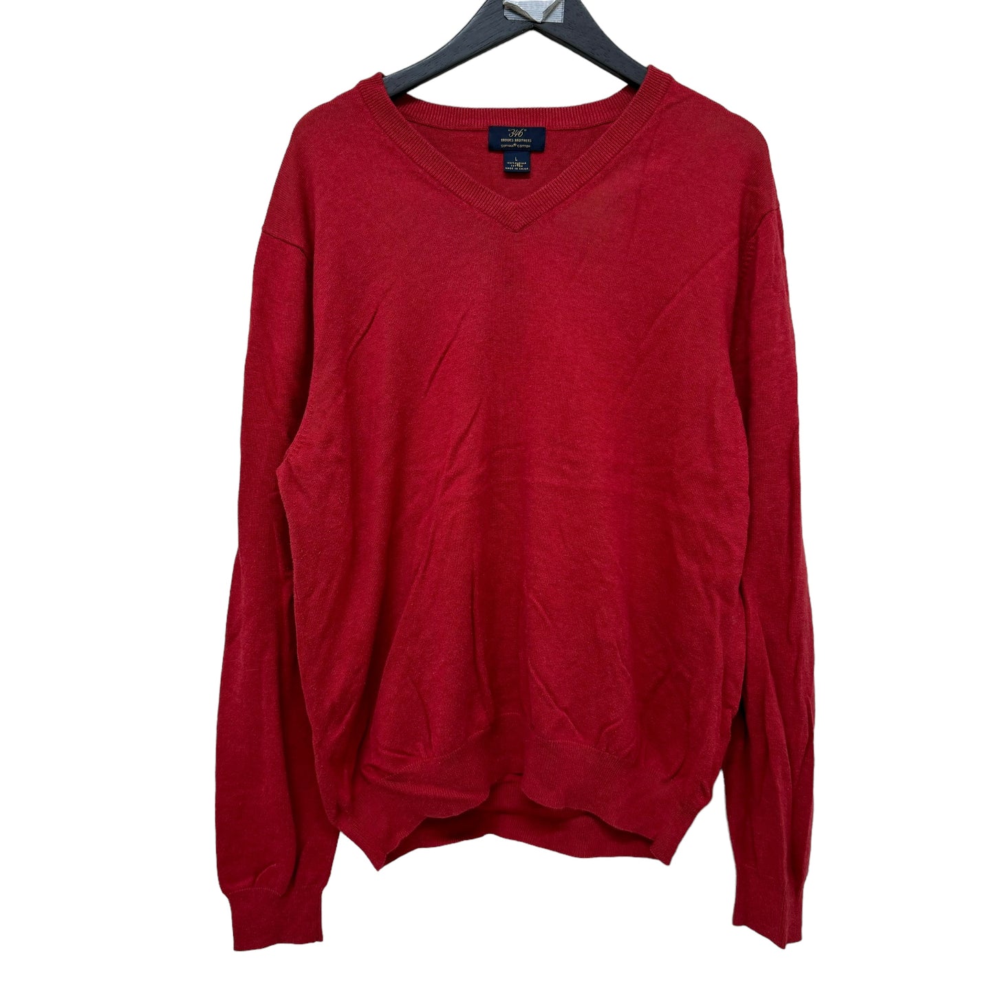 GC872 346 BROOKS BROTHERS ブルックスブラザーズ コットンニット ニットセーター ニット Vネック 長袖 レッド メンズ サイズL
