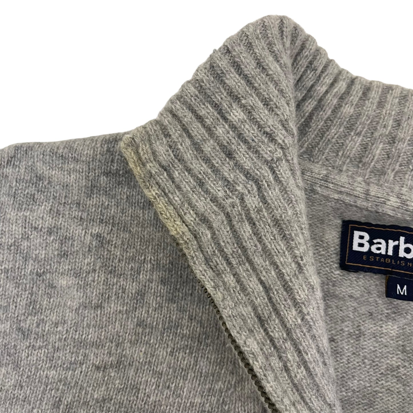GC232 Barbour ニット セーター ハーフジップアップ トップス ウール100% グレー サイズM