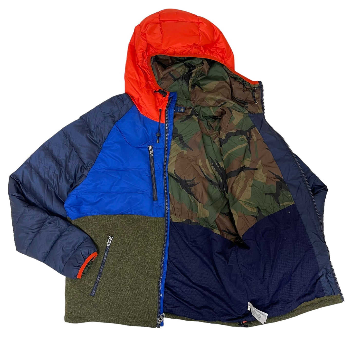 GC303 POLO RALPH LAUREN ダウンジャケット ジャケット ジップアップ ネイビー×オレンジ×ブルー×カーキ メンズ サイズL