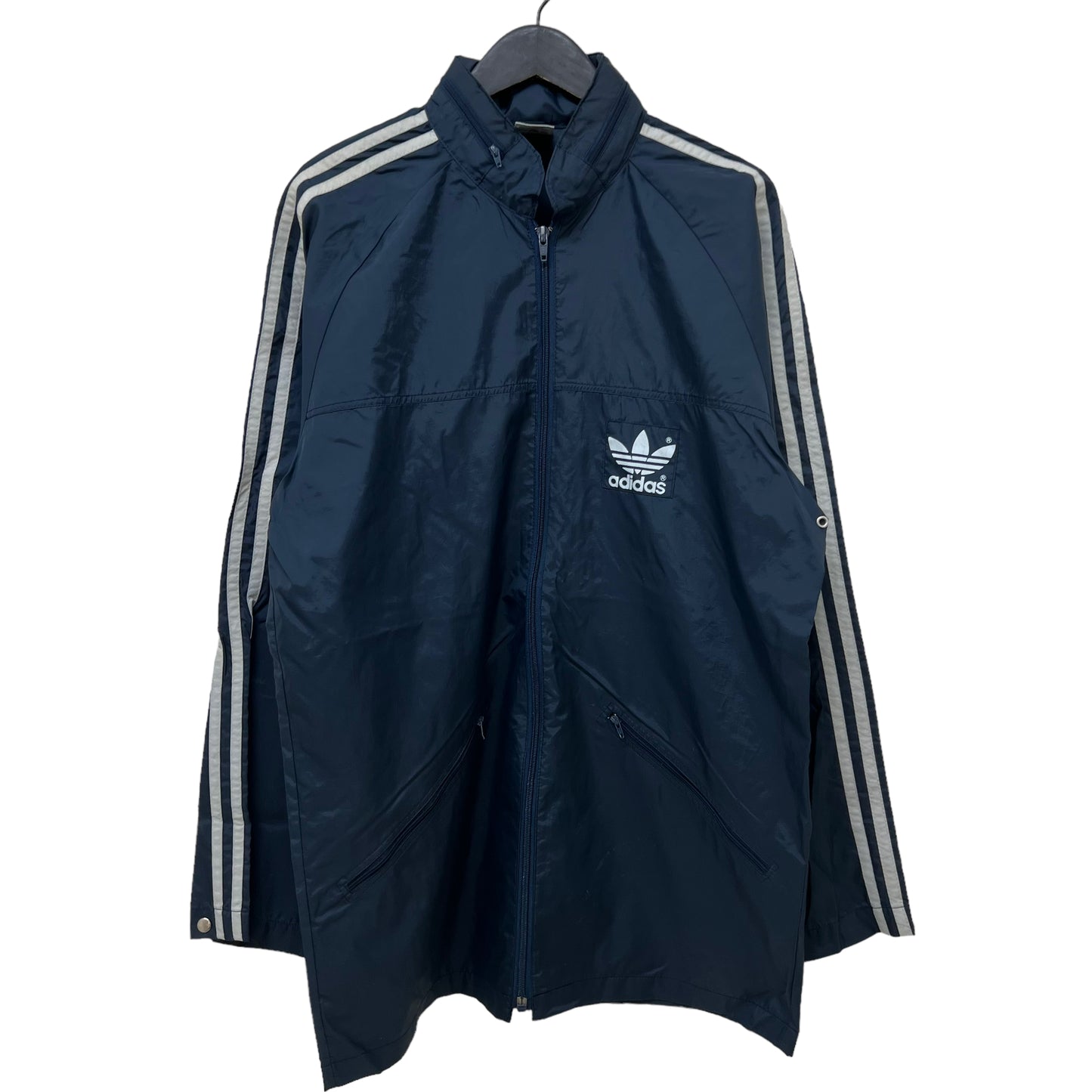 GM150 adidas アディダス 長袖 ジップアップ ナイロン ジャケット 上着 羽織り トップス ネイビー 3本線 メンズ S