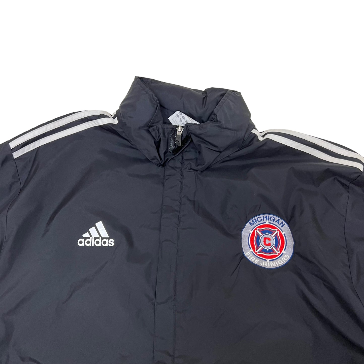 GM144 特大サイズ adidas アディダス 長袖 ジップアップ ナイロン ジャケット 上着 羽織り トップス ブラック メンズ 6XO