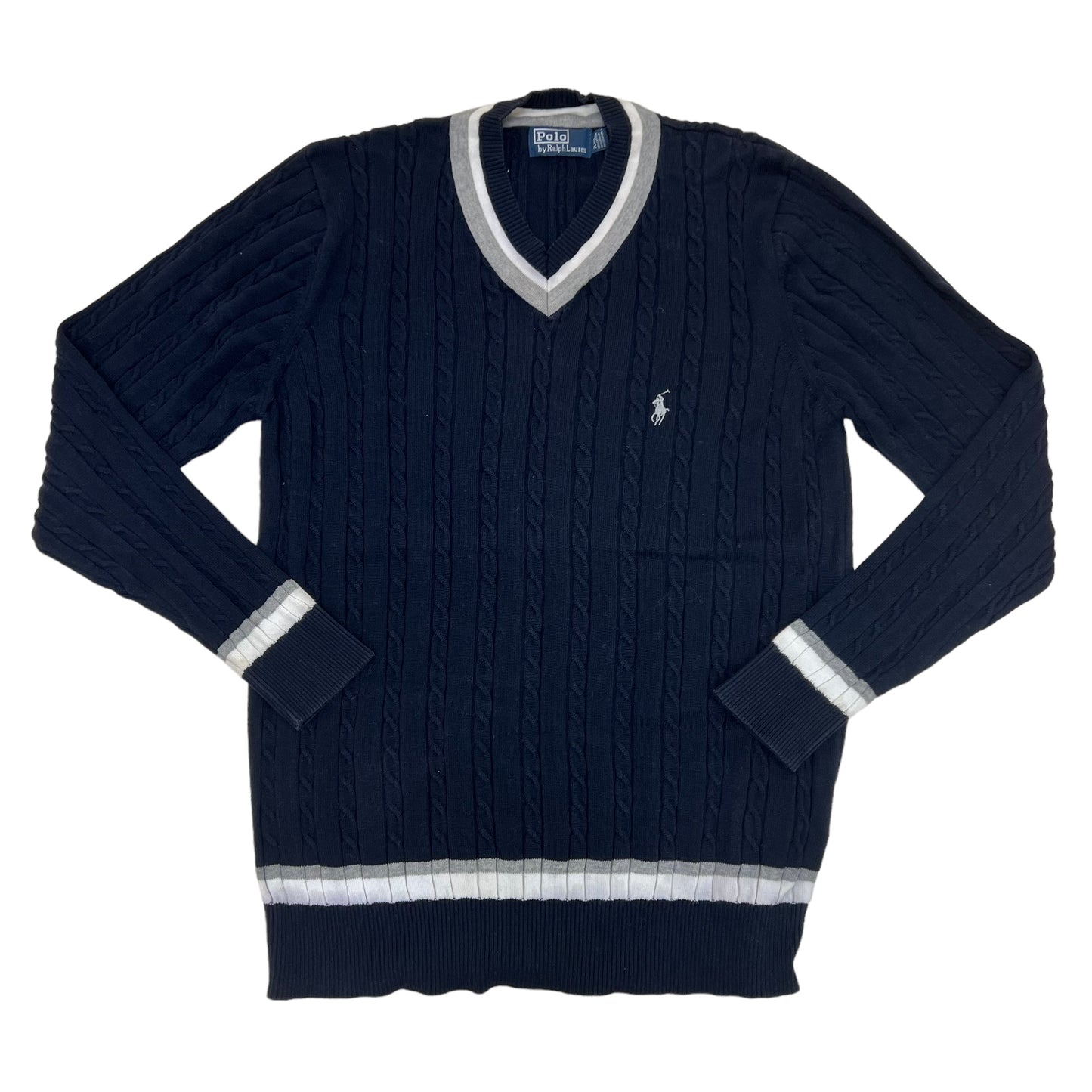 GM242 POLO RALPH LAUREN ポロラルフローレン 長袖 ニット トップス Vネック ネイビー メンズ XXL