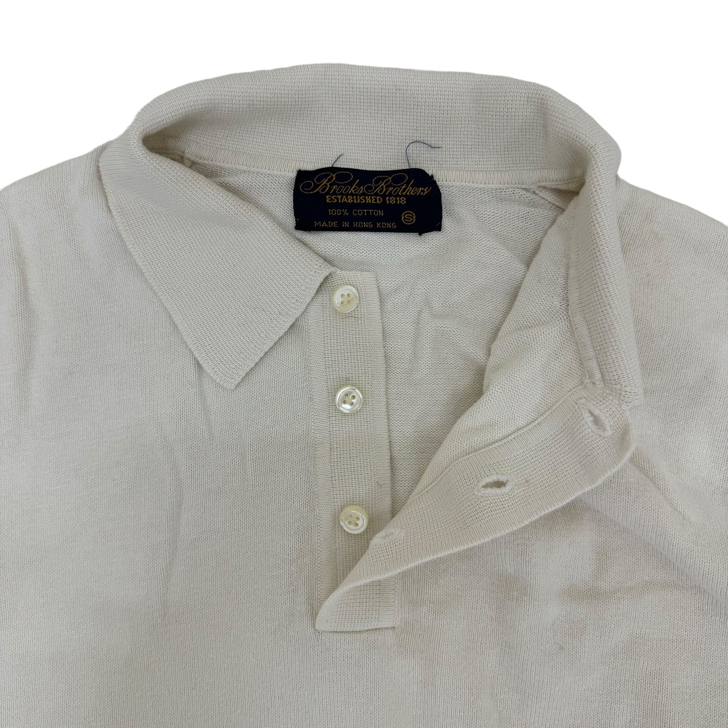 GC867 BROOKS BROTHERS ブルックスブラザーズ コットン 綿 100% ニット ハーフボタン 長袖 オフホワイト メンズ サイズS