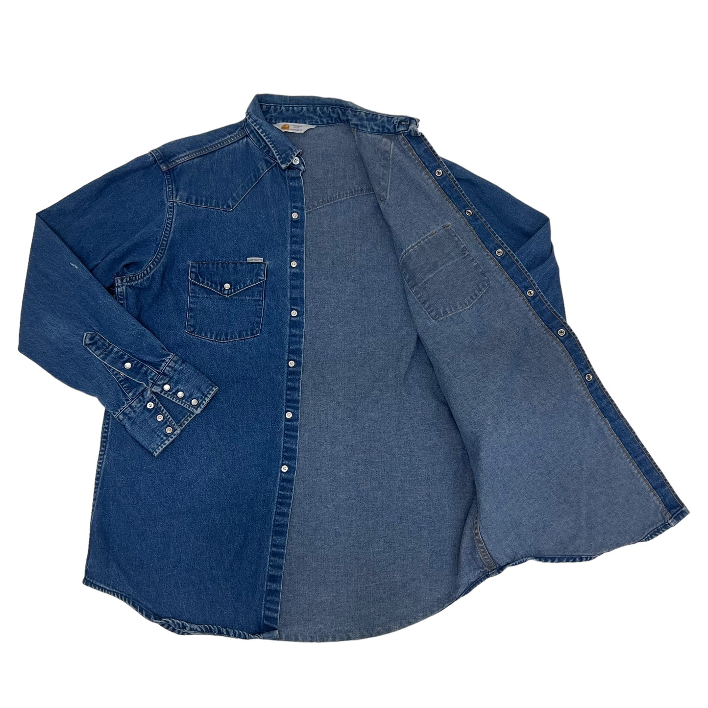 GM353 Carhartt カーハート 長袖 デニム シャツ ジャケット 上着 羽織り トップス ネイビー メンズ 実寸参考