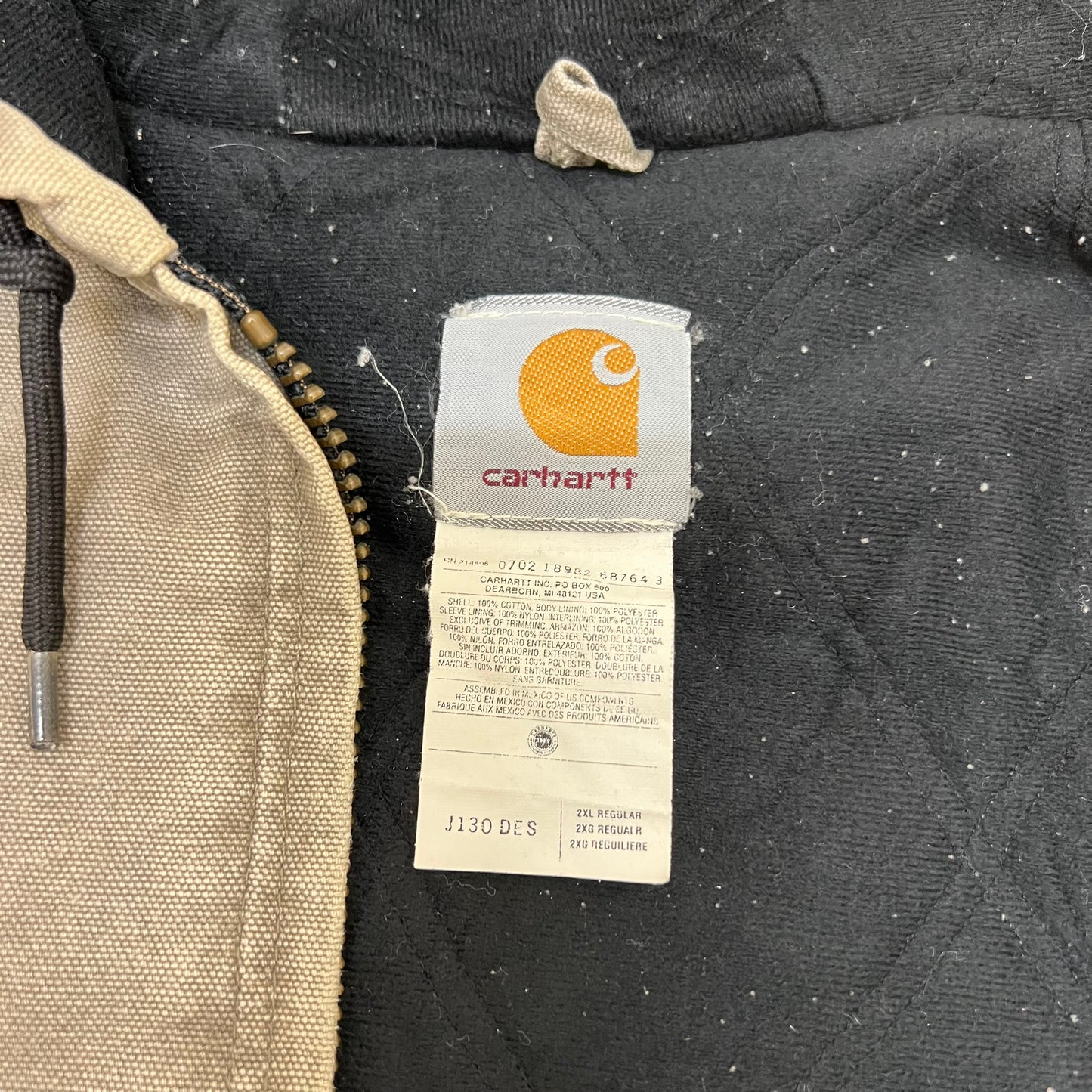 GM125 Carhartt カーハート 長袖 ジップアップ ダックジャケット 上着 羽織り トップス グレージュ系 メンズ 実寸参考