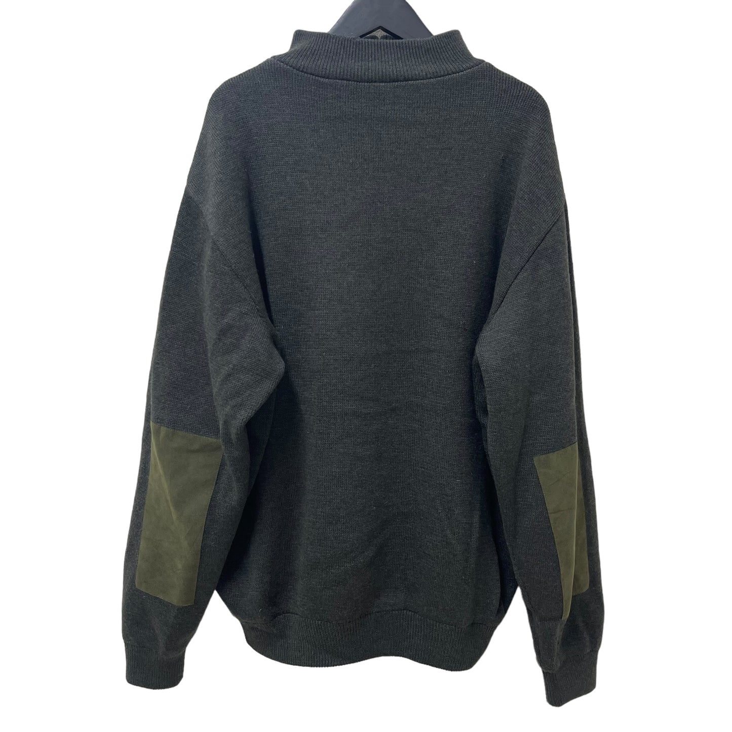 GC233 Barbour ニット セーター ハーフジップアップ トップス エルボーパッチ ダークグレー ウール100% メンズ サイズXXL