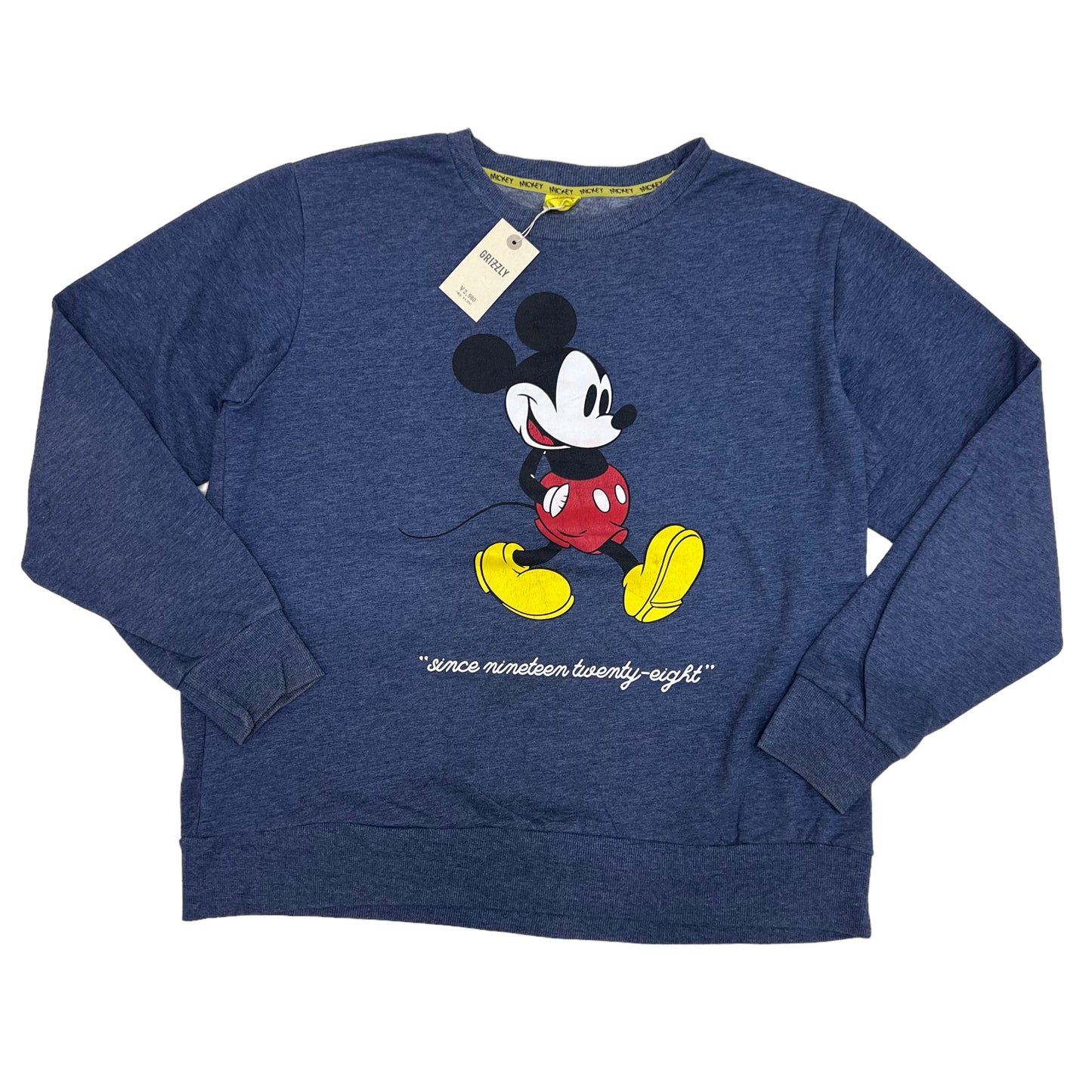 GM15 Disney ディズニー MICKY THE TRUE ORIGINAL スウェット トレーナー トップス ネイビー メンズ L