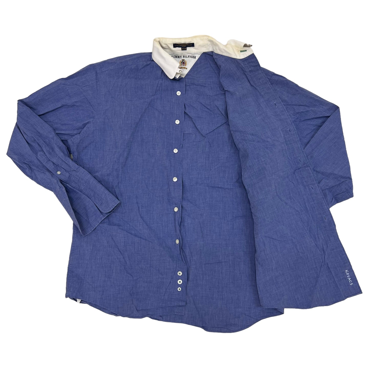 GM34 TOMMY HILFIGER トミーヒルフィガー 長袖 シャツ トップス ネイビー系 メンズ 実寸参考