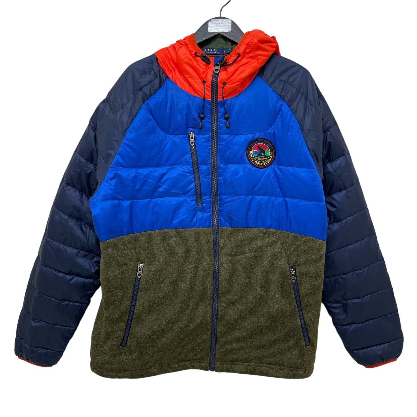 GC303 POLO RALPH LAUREN ダウンジャケット ジャケット ジップアップ ネイビー×オレンジ×ブルー×カーキ メンズ サイズL