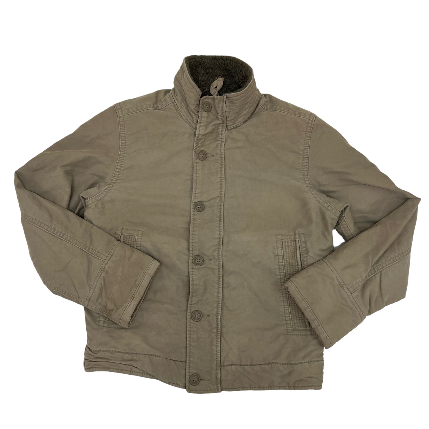 GM127 Abercrombie&Fitch アバクロンビー&フィッチ アバクロ 長袖 ジップアップ ダックジャケット 裏ボア ベージュ系 メンズ M