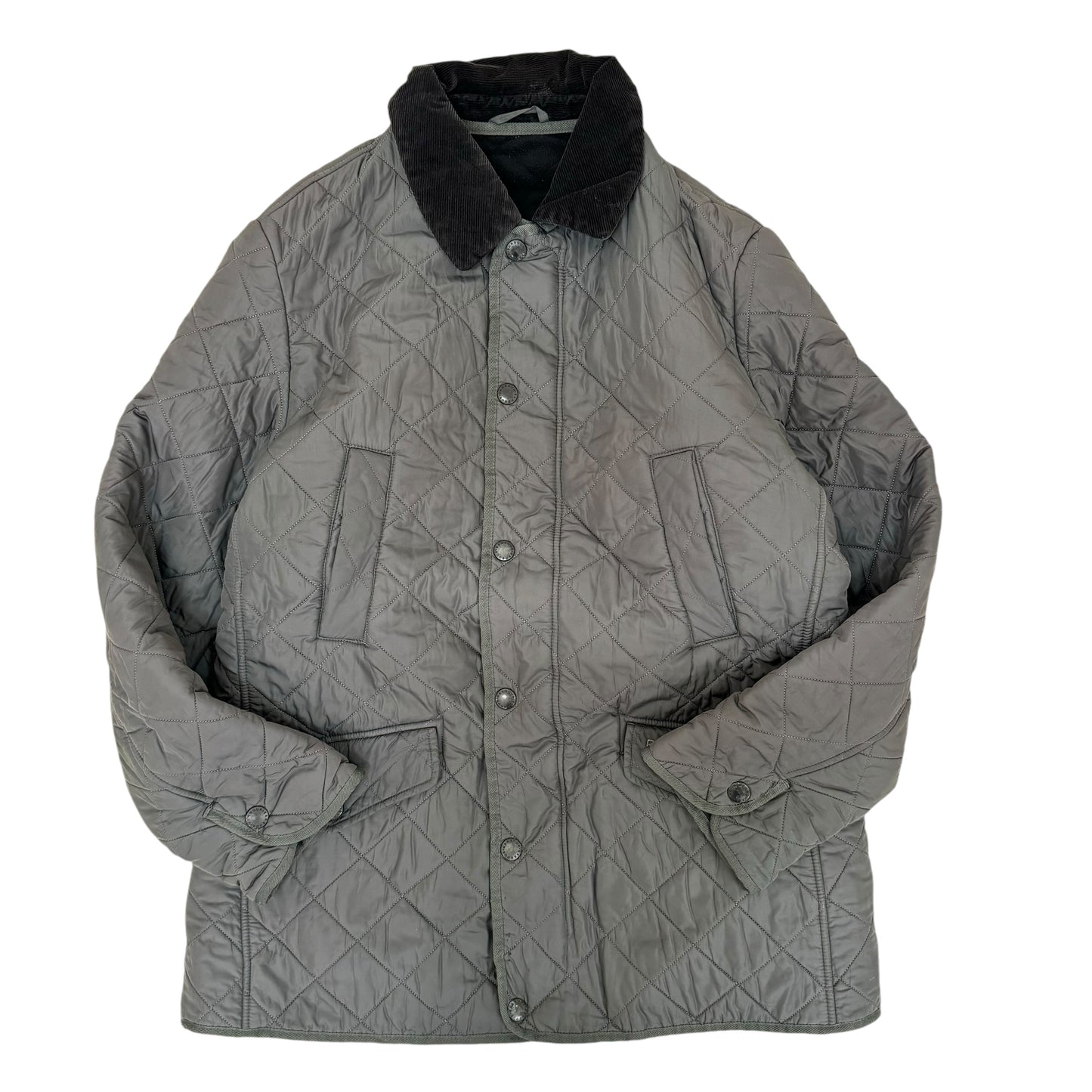GC934 Barbour バブアー キルティングジャケット ジャケット 襟元コーデュロイ トップス 上着 羽織り グレー メンズ サイズM