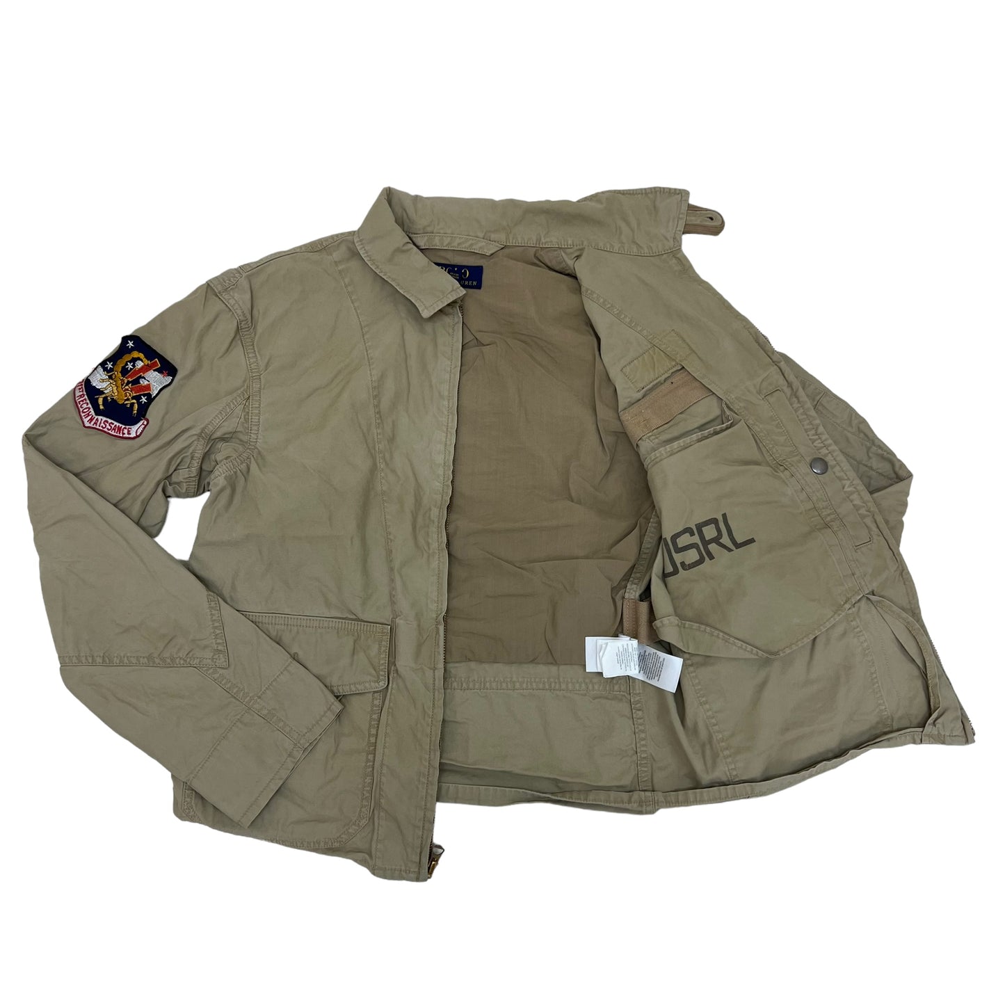GM196 POLO RALPH LAUREN ポロラルフローレン 長袖 ジップアップ ジャケット 上着 羽織り トップス ベージュ系 メンズ