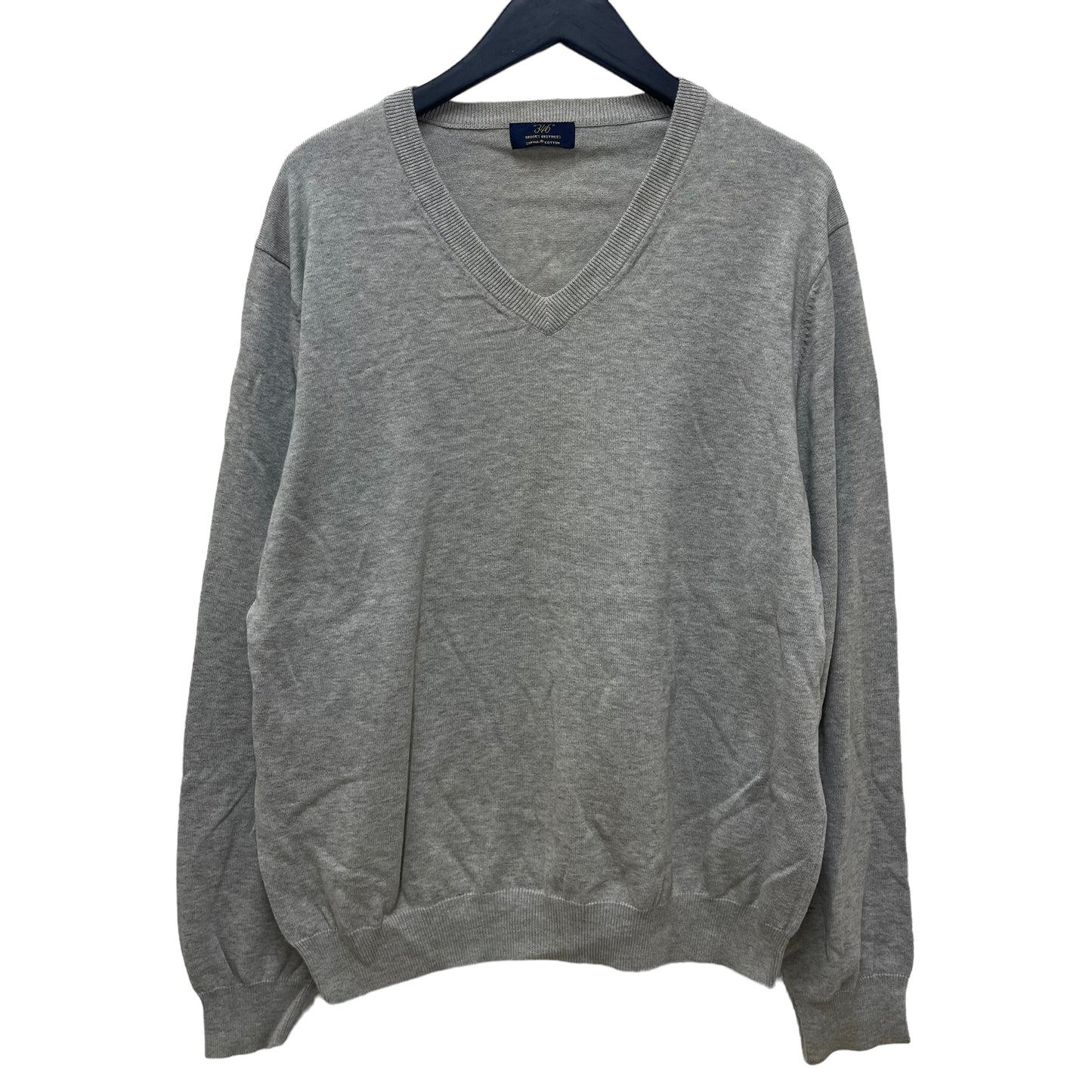 GC468 Brooks Brothers ニットトップス コットン100% プルオーバー Vネック グレー メンズ