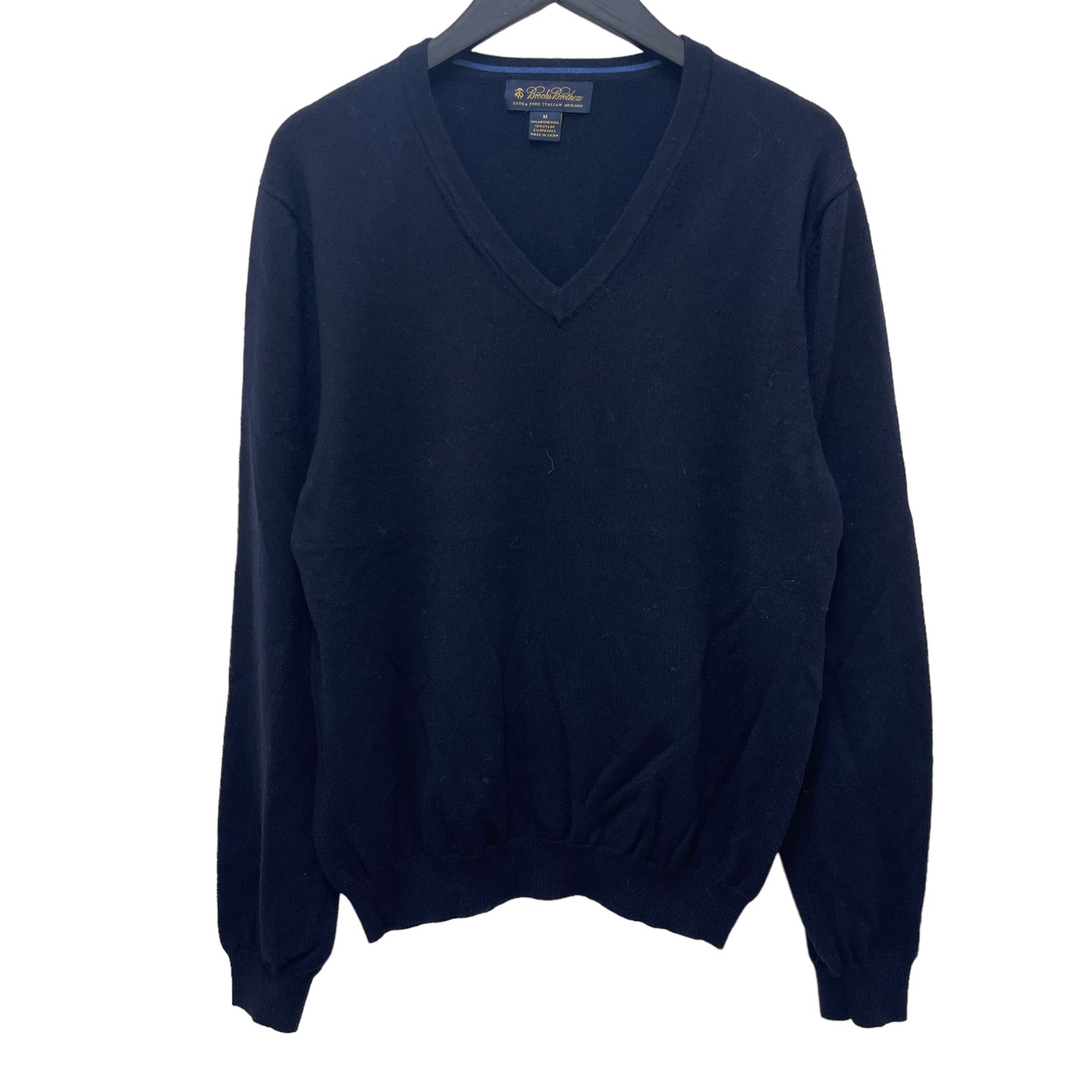 GC465 Brooks Brothers ウールニット ニットトップス プルオーバー Vネック ネイビー メンズ サイズM