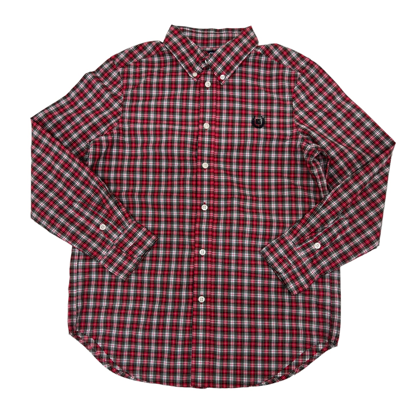 GM419 CHAPS チャップス 長袖 ボタンダウンシャツ 羽織り トップス レッド系 総柄 キッズ 子供服 L