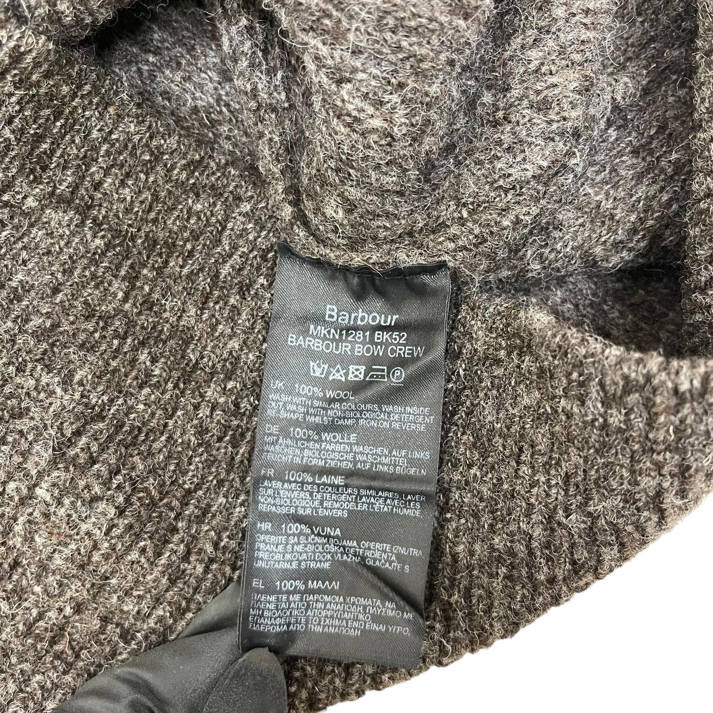 GC176 Barbour ニット セーター トップス プルオーバー ウール100% ブラウン メンズ サイズM