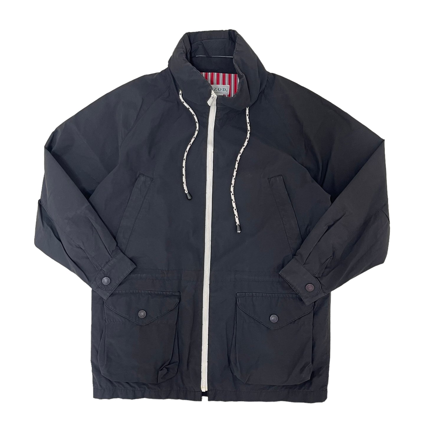 GC278 90's LACOSTE IZOD ナイロンジャケット ジャケット ジップアップ トップス ブラック レディース サイズS