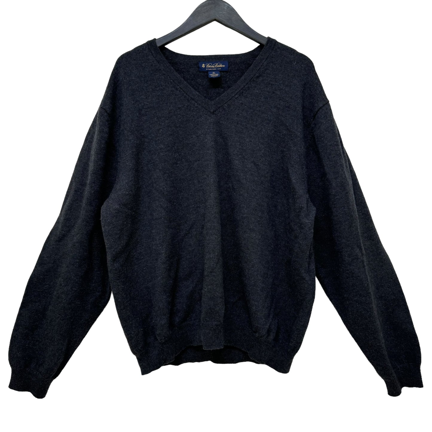 GC861 BROOKS BROTHERS ブルックスブラザーズ ニット セーター Vネック ウール 長袖 トップス ダークグレー メンズ サイズXL