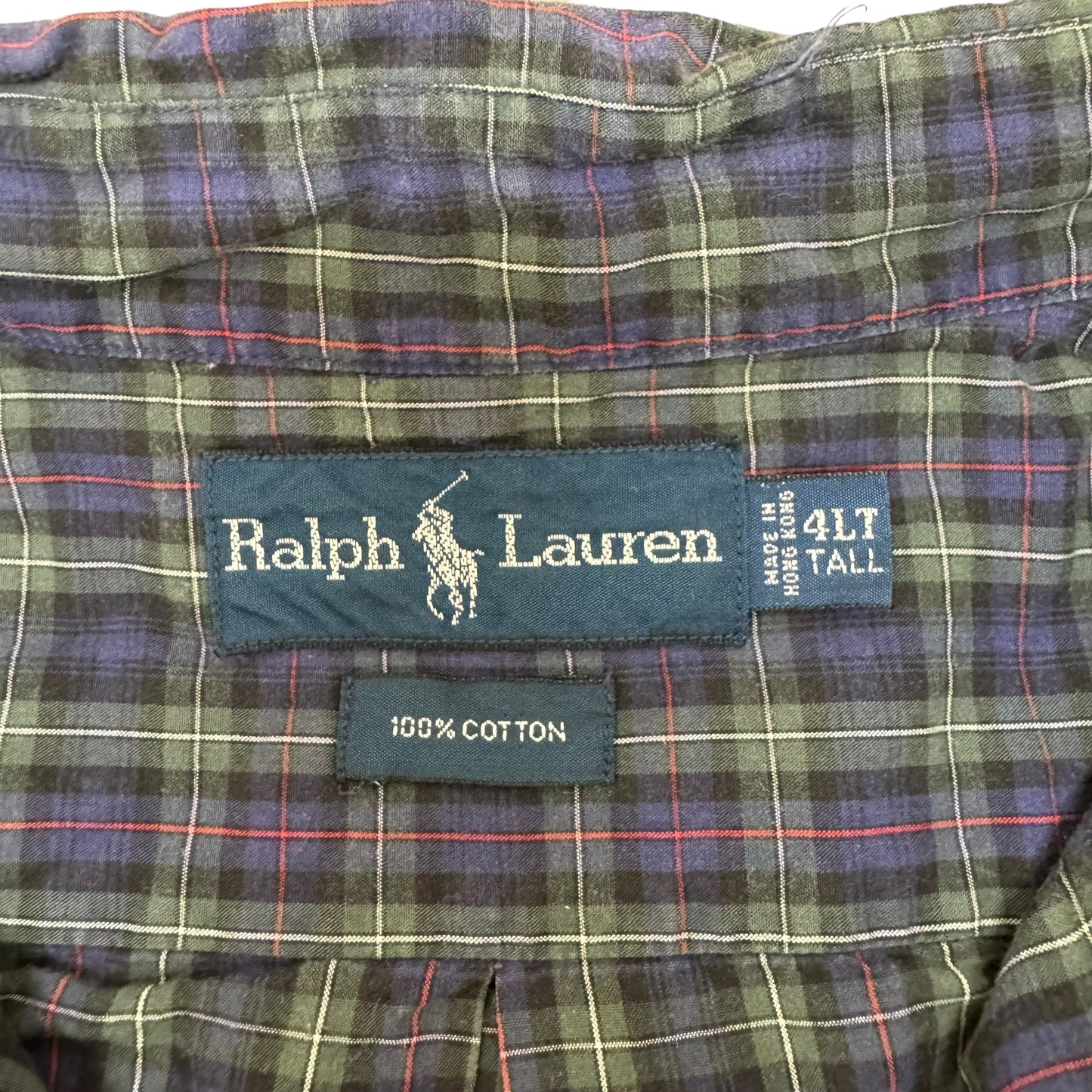 GC838 RALPH LAUREN ラルフローレン チェックシャツ シャツ デザインシャツ 長袖 グリーン系 メンズ サイズ4LT