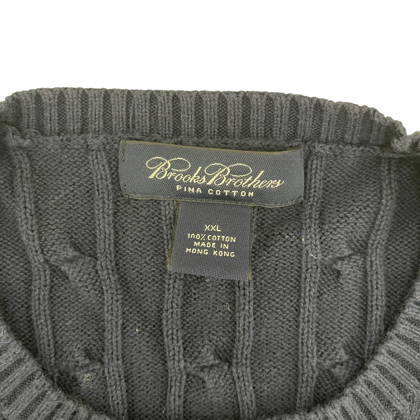 GC461 Brooks Brothers ケーブルニット ニットトップス トップス プルオーバー ネイビー メンズ サイズXXL