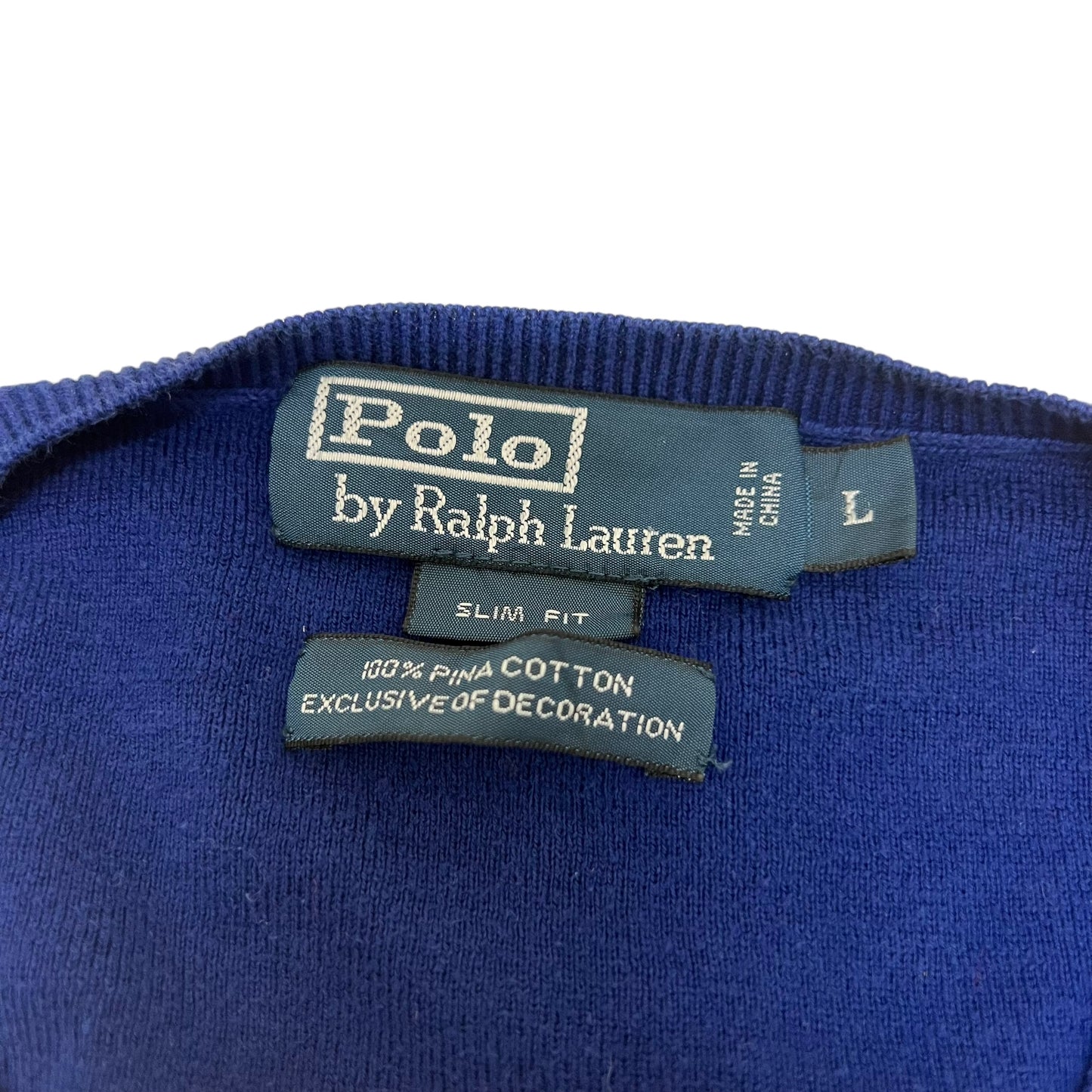 GM254 POLO RALPH LAUREN ポロラルフローレン 長袖 ニット トップス Vネック ネイビー メンズ L
