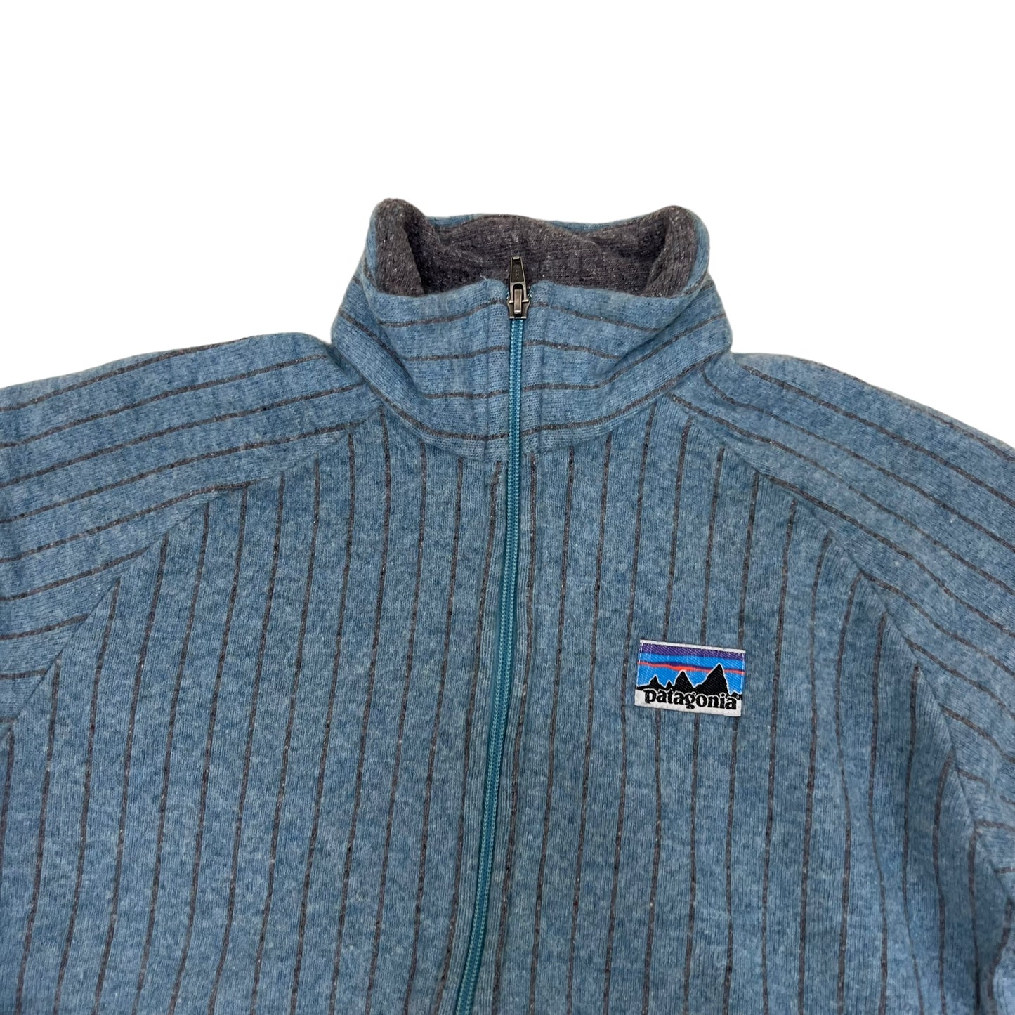 GM289 patagonia パタゴニア 長袖 ジップアップ フリース ジャケット 上着 羽織り トップス 水色系 総柄 レディース L