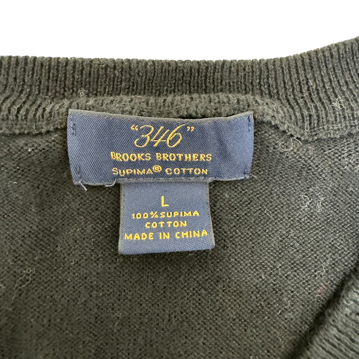 GC882 BROOKS BROTHERS 346ブルックスブラザーズ ニットセーター コットン 綿 100% コットンニット ニット Vネック 長袖 トップス ブラック メンズ サイズL