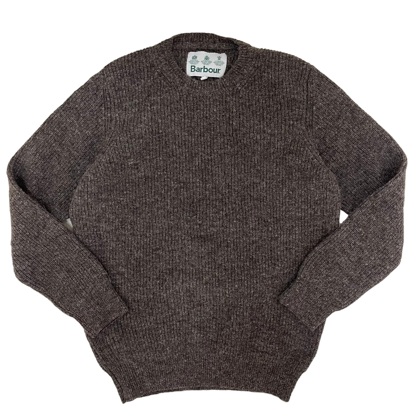 GC176 Barbour ニット セーター トップス プルオーバー ウール100% ブラウン メンズ サイズM