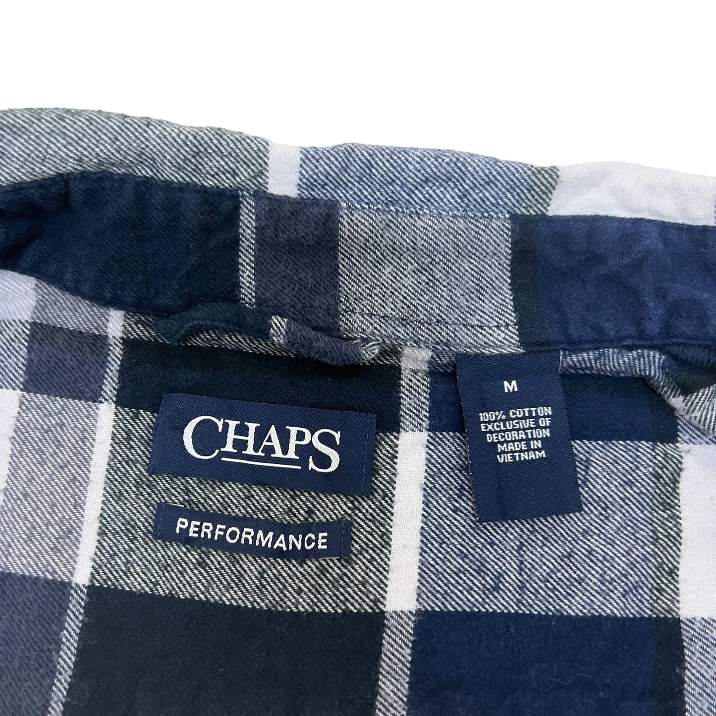 GM417 CHAPS チャップス 長袖 ボタンダウンシャツ 羽織り トップス ネイビー系 総柄 メンズ M