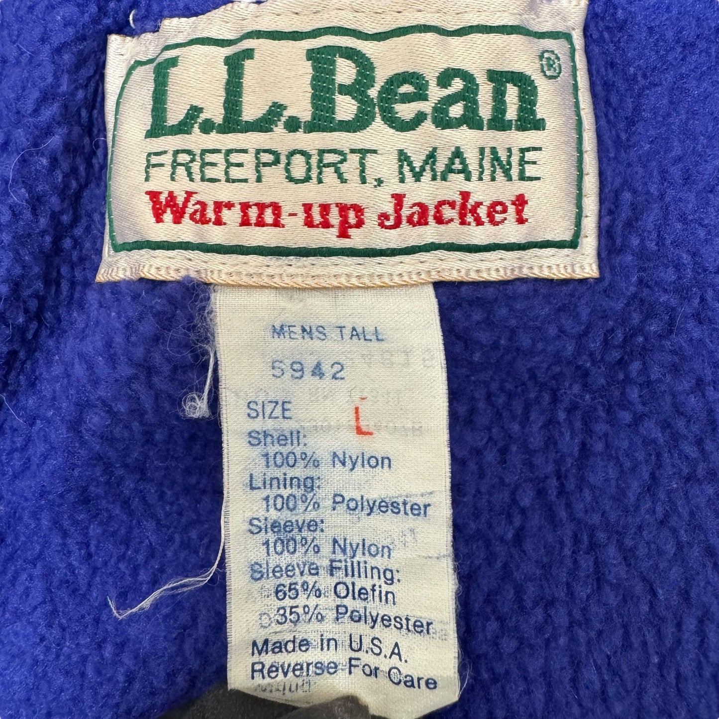 GC949 L.L.Bean エルエルビーン ナイロンジャケット ジップアップジャケット ジャケット 裏起毛ジャケット 長袖 羽織り レッド メンズ サイズL