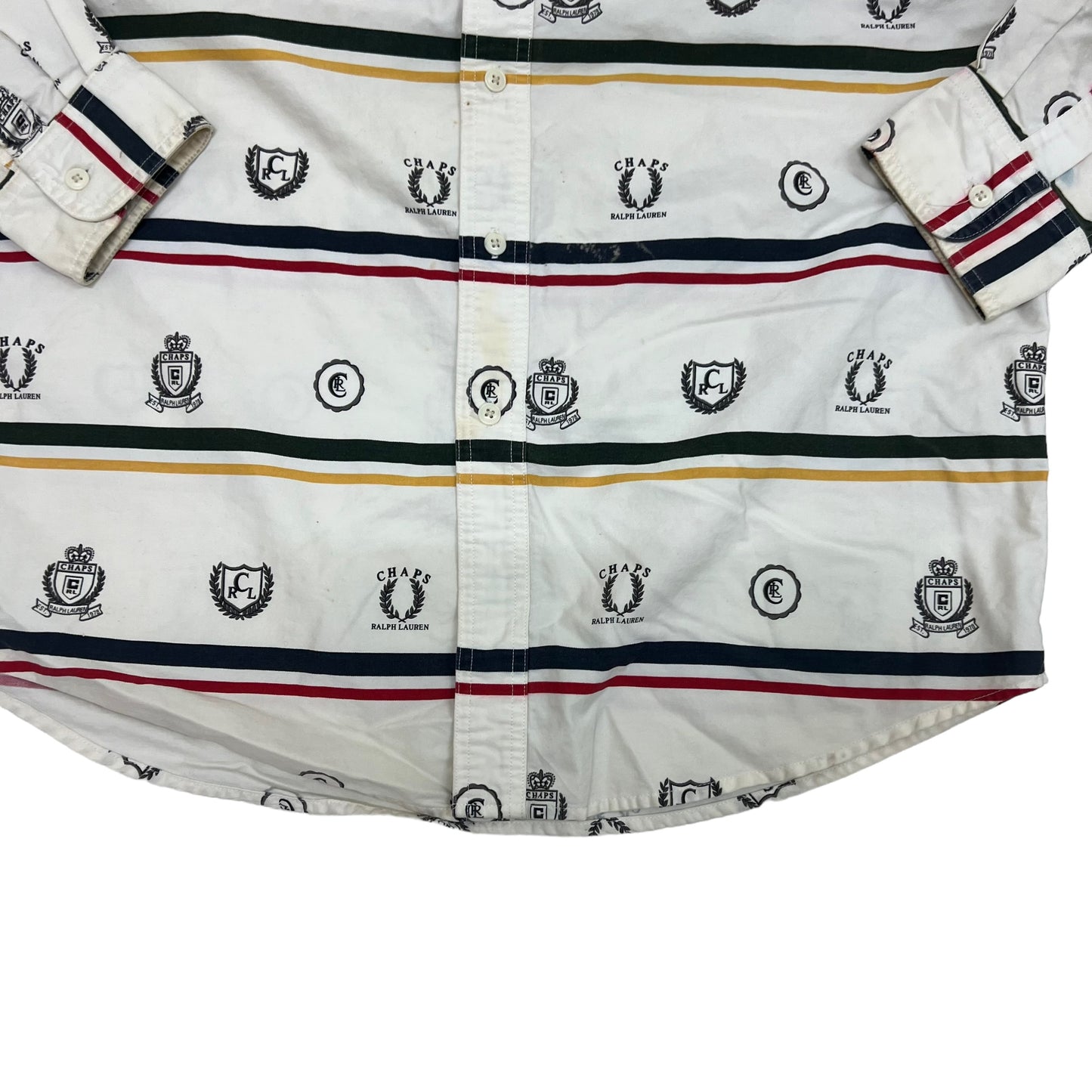 GM400 CHAPS チャップス RALPH LAUREN ラルフローレン 長袖 ボタンダウンシャツ 羽織り トップス ベージュ系 柄 メンズ L