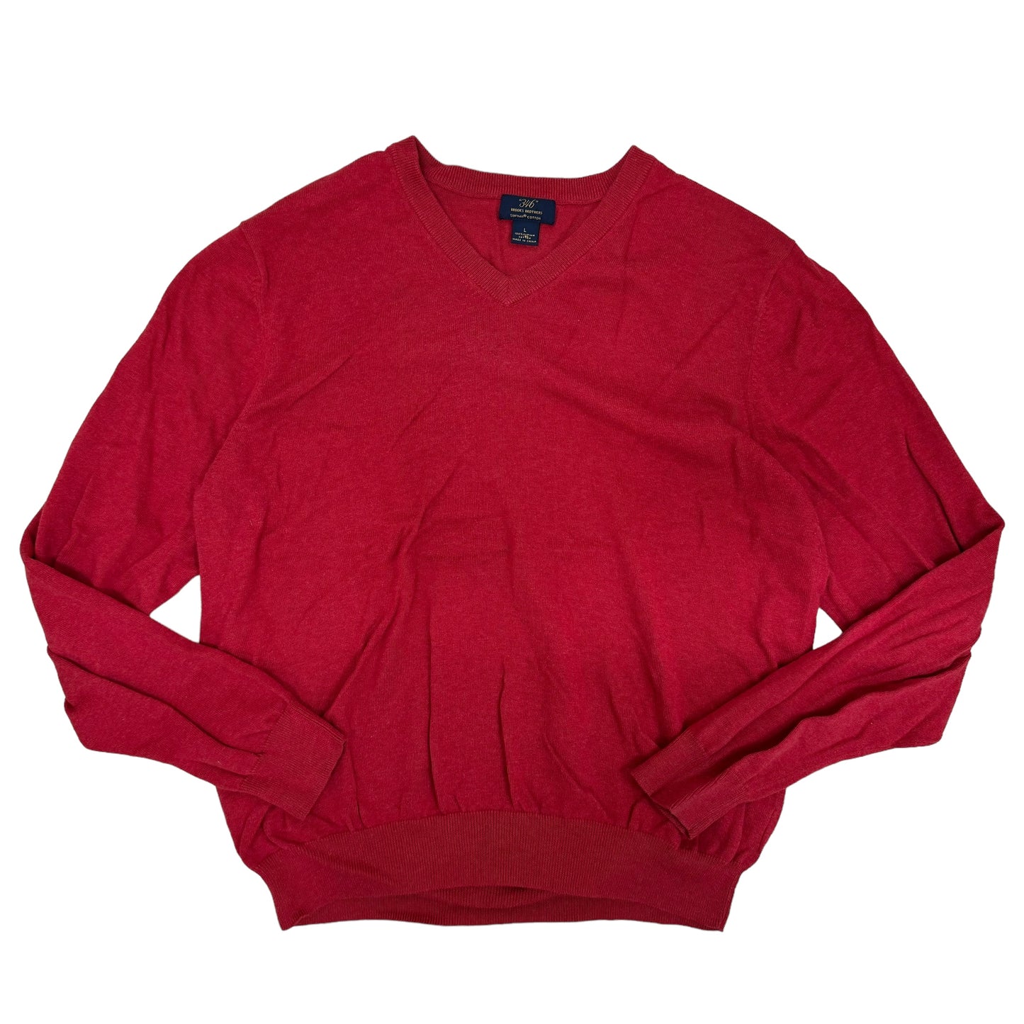 GC872 346 BROOKS BROTHERS ブルックスブラザーズ コットンニット ニットセーター ニット Vネック 長袖 レッド メンズ サイズL
