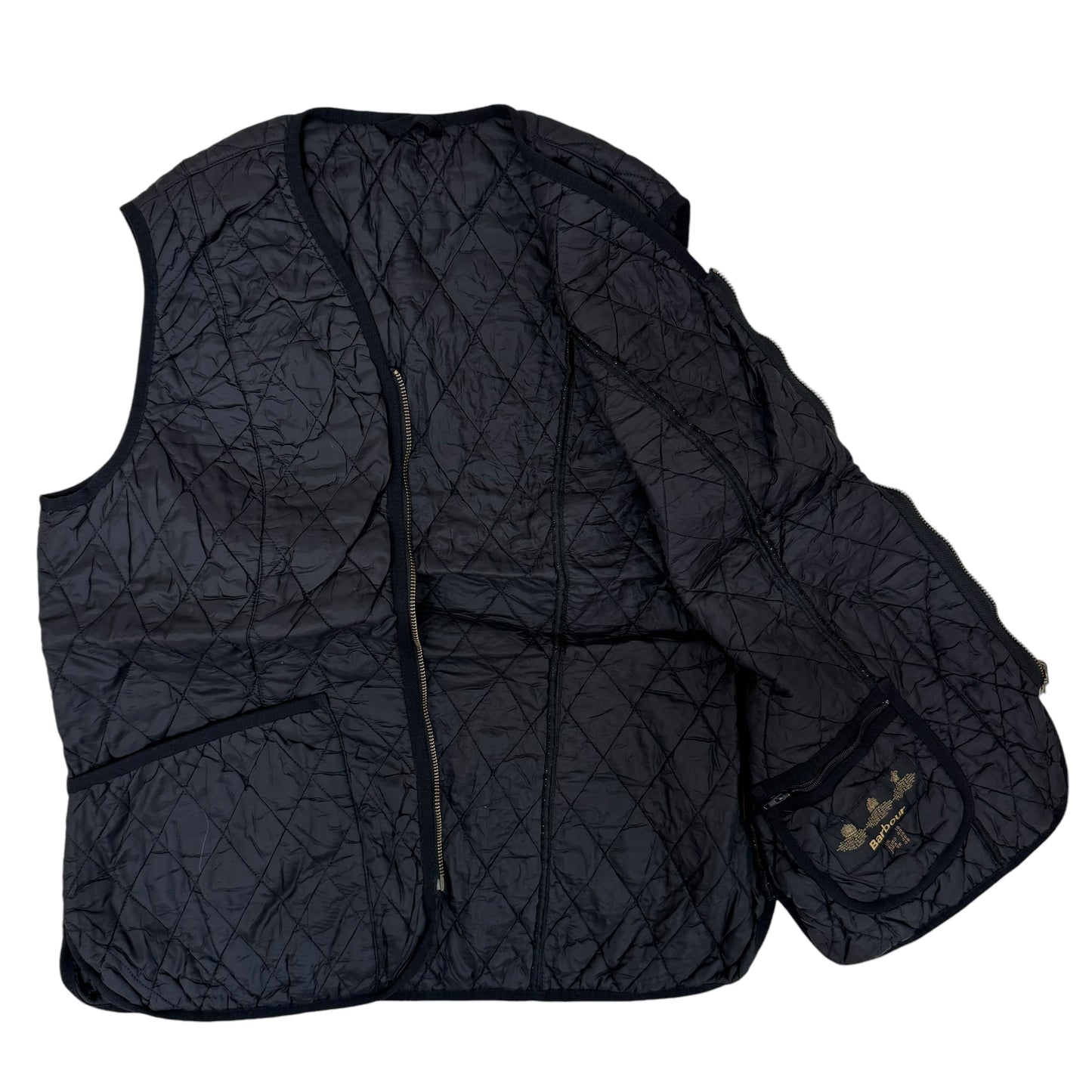 GC923 Barbour バブアー キルティングベスト ベスト トップス 羽織り ジップアップ ブラック メンズ サイズUK18