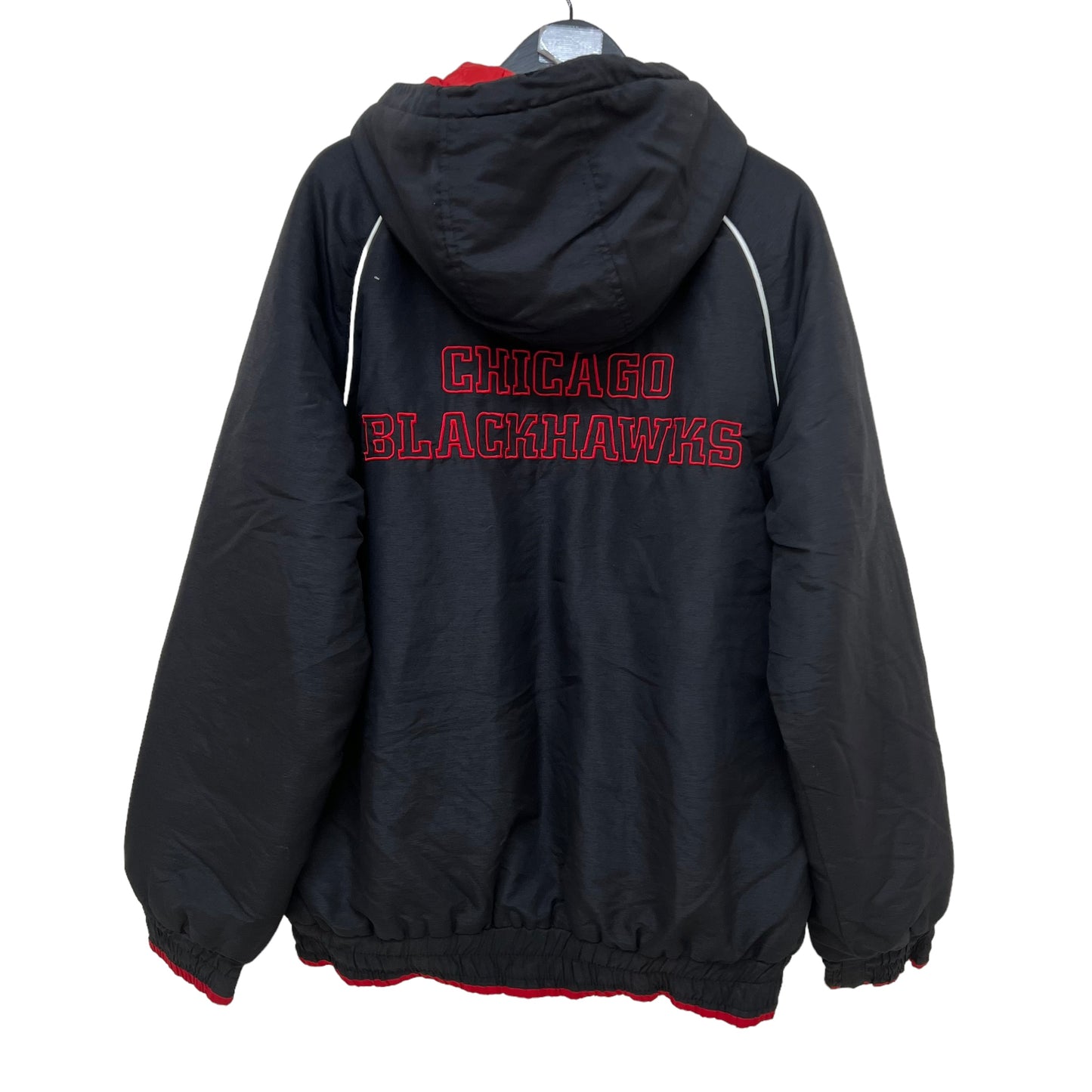 GM198 NHL CHICAGO BLACKHAWKS シカゴ ブラックホークス 長袖 ジップアップ トップス ブラック レッド メンズ M