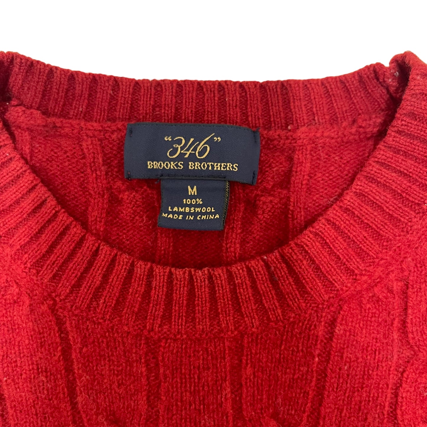 GC469 Brooks Brothers ニットセーター ケーブルニット ウールニット プルオーバー レッド メンズ サイズM