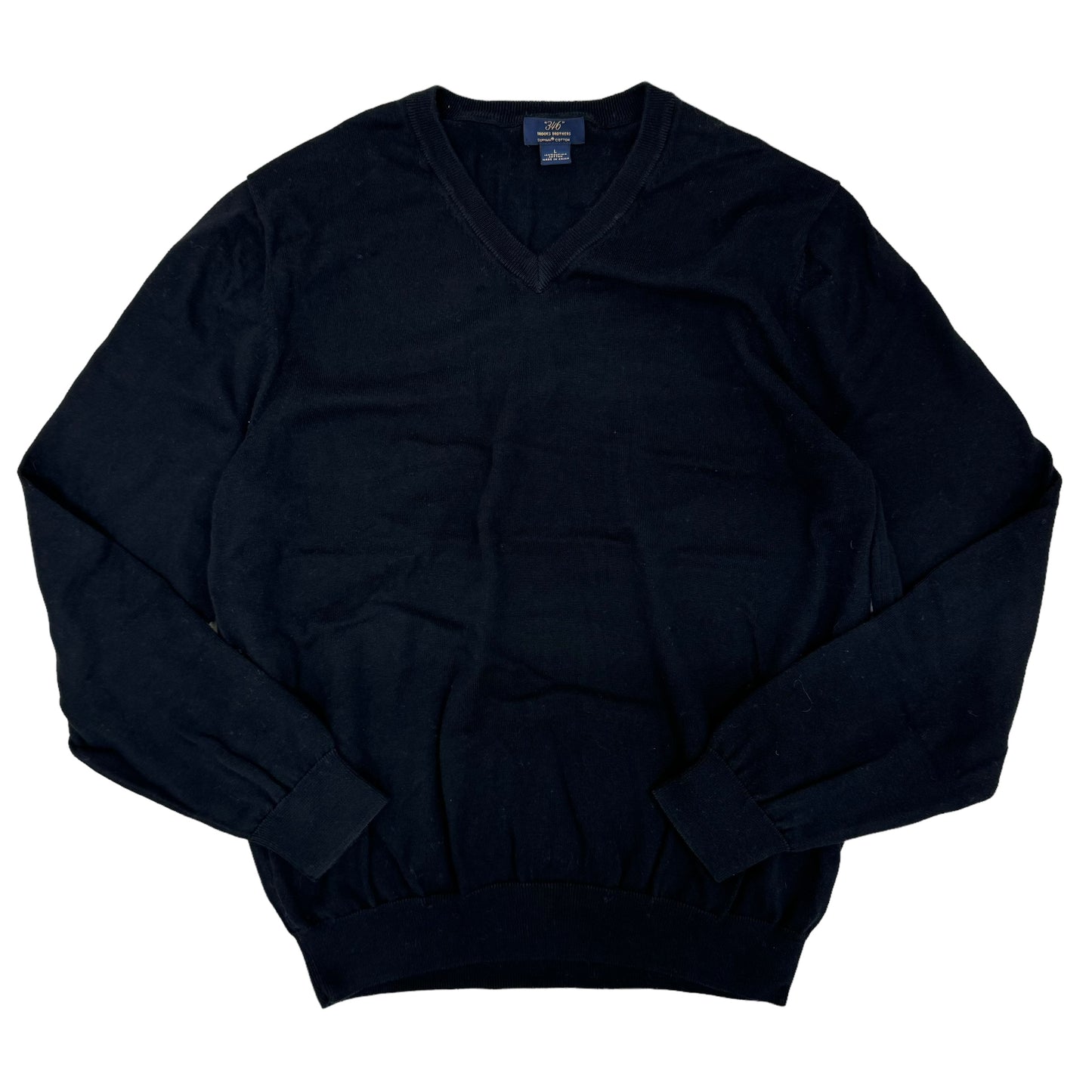 GC882 BROOKS BROTHERS 346ブルックスブラザーズ ニットセーター コットン 綿 100% コットンニット ニット Vネック 長袖 トップス ブラック メンズ サイズL