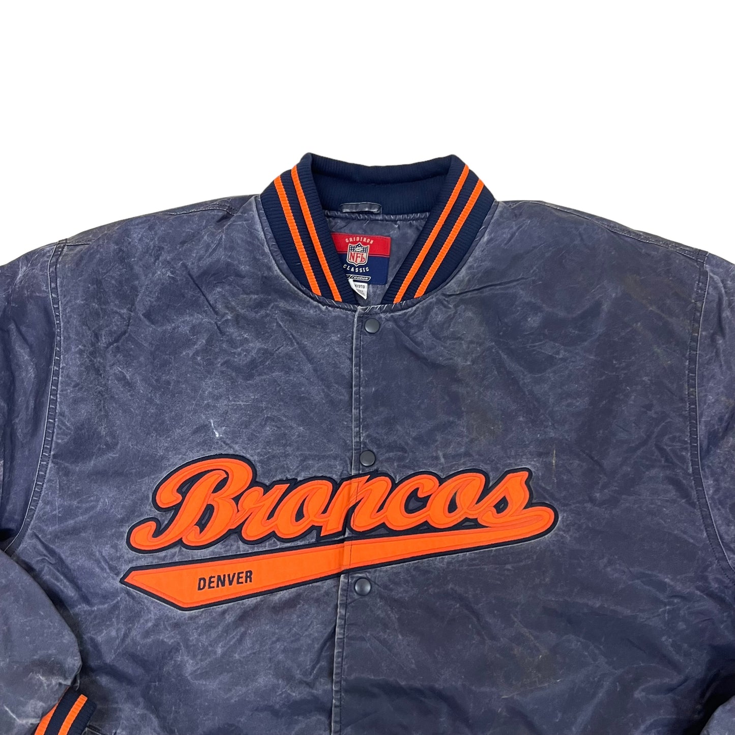 GM178 Reebok リーボック NFL GRIDIRON CLASSIC 長袖 スタジャン トップス ネイビー系 メンズ 3XL