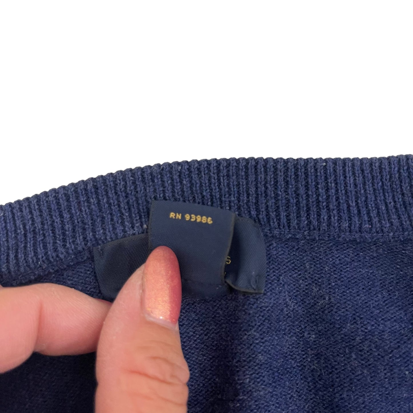 GC464 Brooks Brothers コットン100% ニットトップス トップス プルオーバー Vネック ネイビー メンズ サイズL
