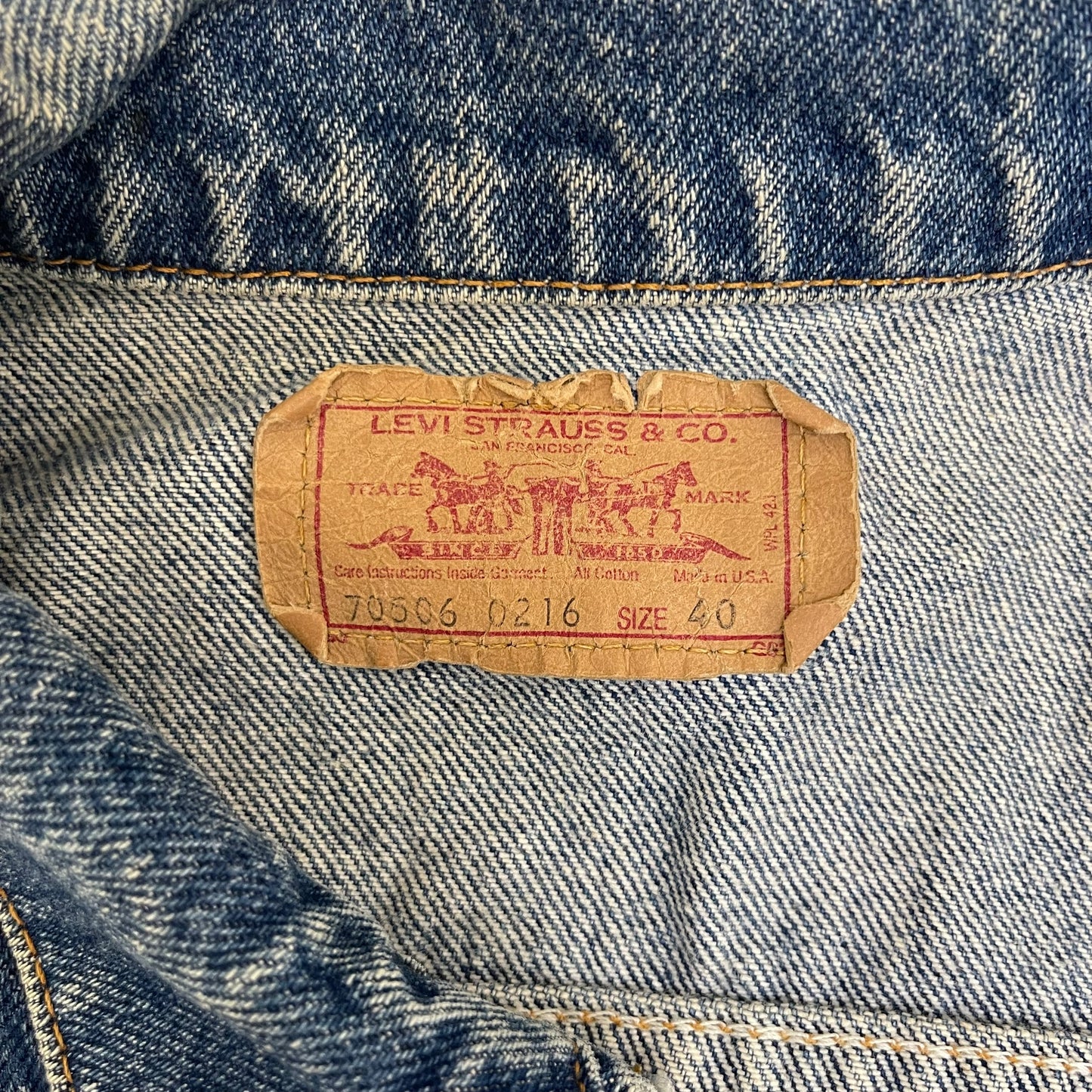 GC239 80's アメリカ製 LEVIS デニムジャケット ジージャン インディゴブルー メンズ サイズ40