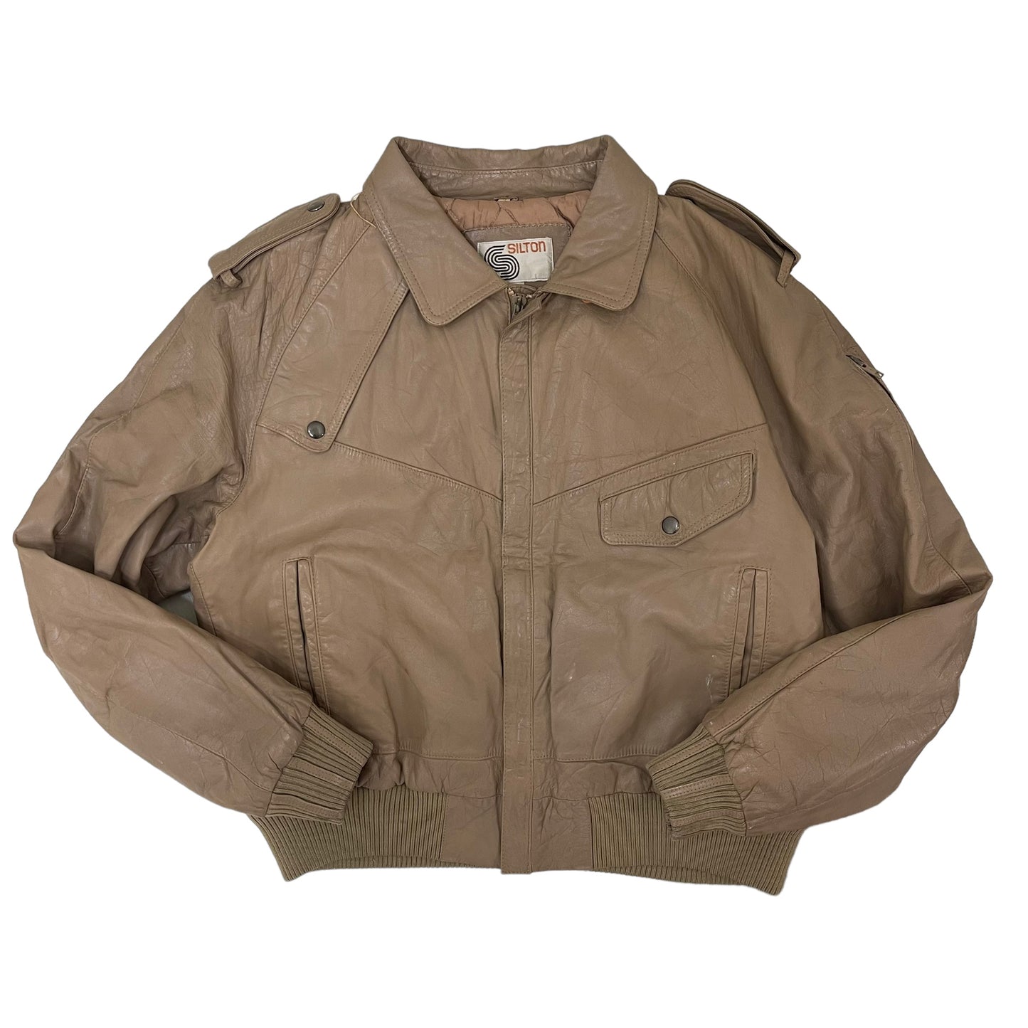 GC282 SILTON レザージャケット ジャケット ジップアップ ベージュ メンズ サイズ44