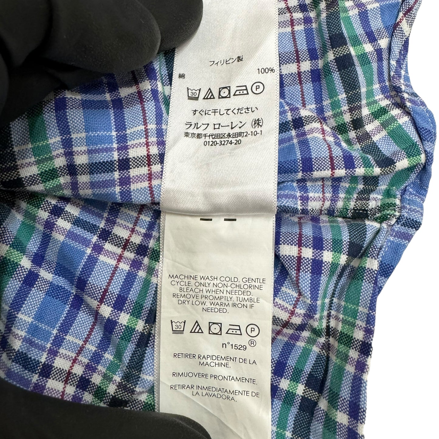 GC836 RALPH LAUREN ラルフローレン チェックシャツ シャツ デザインシャツ 長袖 ブルー メンズ サイズL