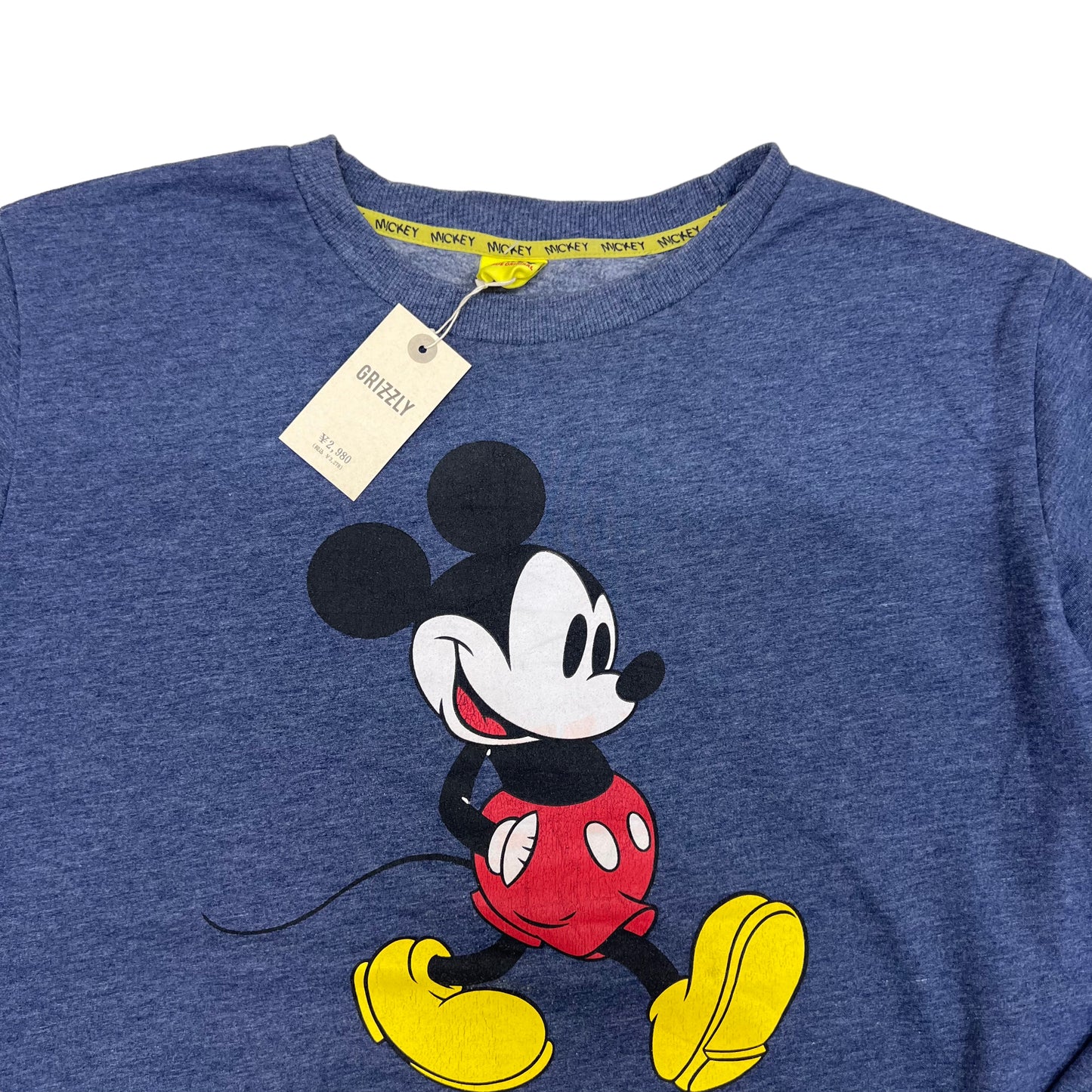GM15 Disney ディズニー MICKY THE TRUE ORIGINAL スウェット トレーナー トップス ネイビー メンズ L