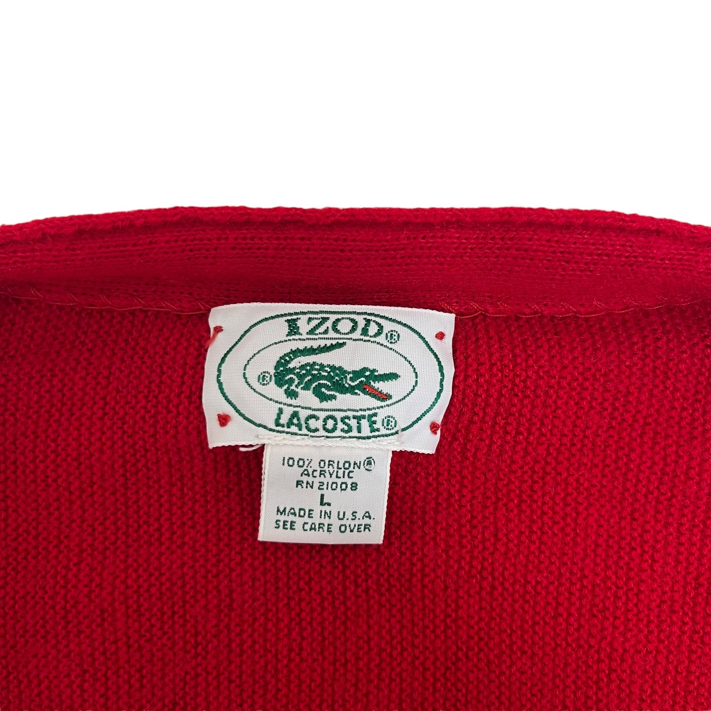 GC189 IZOD LACOSTE ニットカーディガン トップス レッド メンズ サイズL
