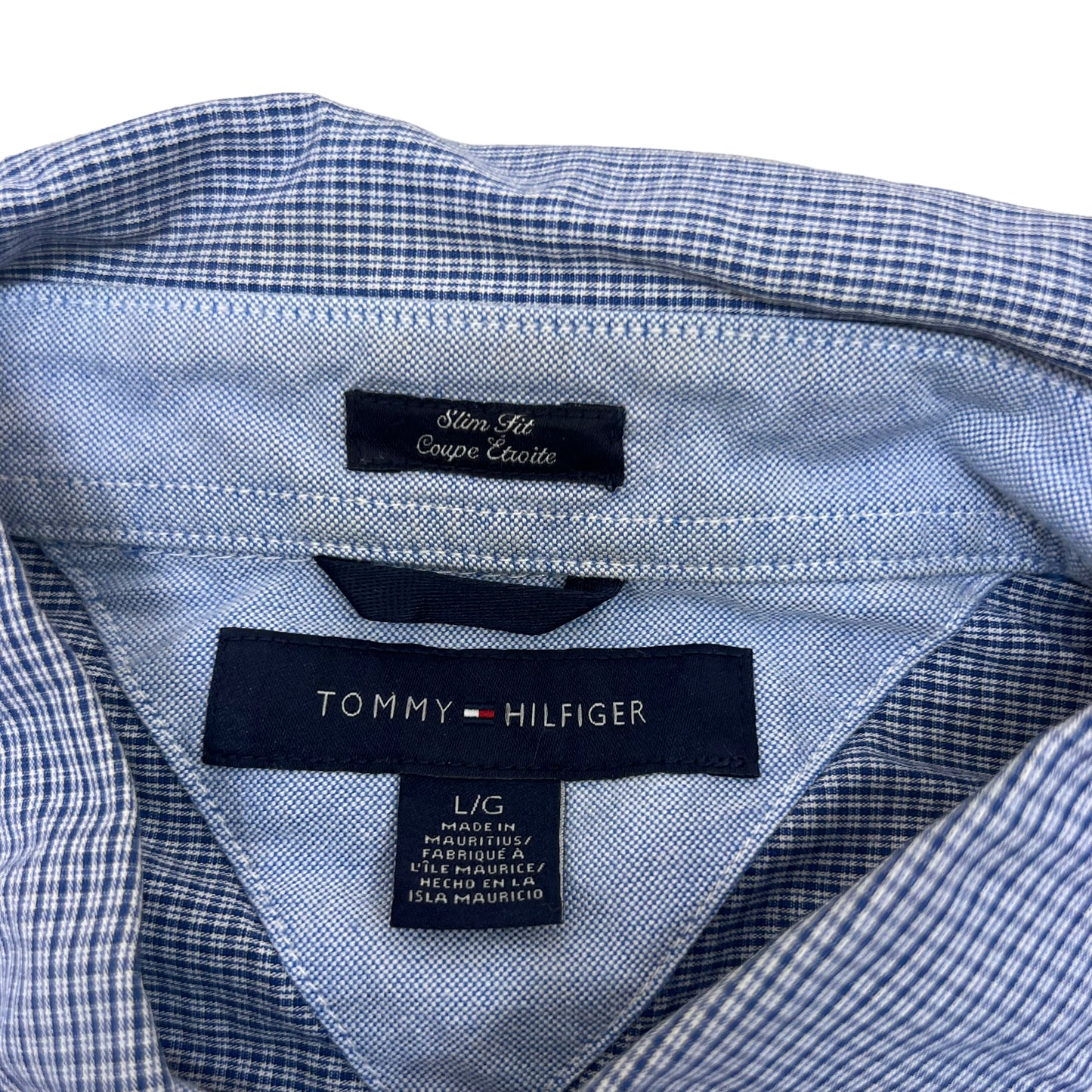 GM35 TOMMY HILFIGER トミーヒルフィガー 長袖 ボタンダウンシャツ トップス ネイビー系 総柄 メンズ L