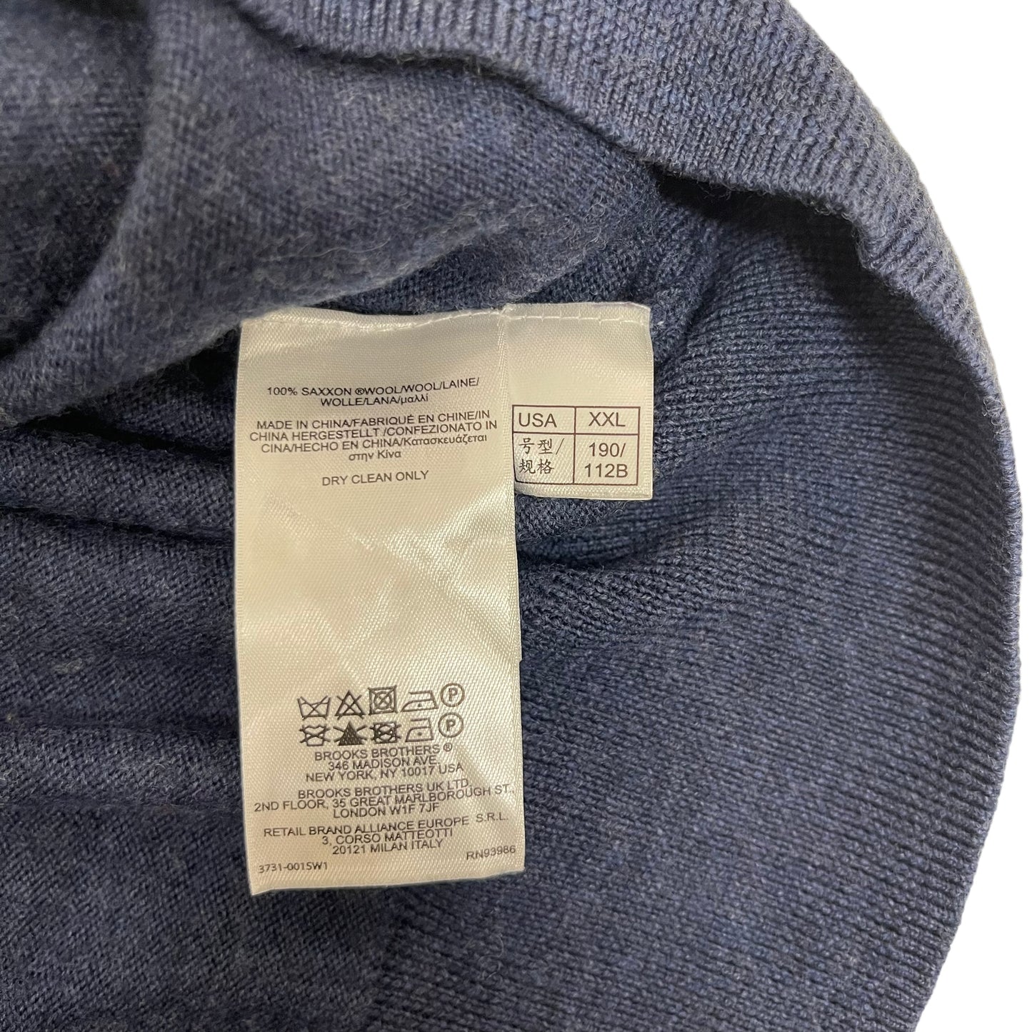 GC467 Brooks Brothers ニットトップス ウールニット プルオーバー Vネック ネイビー メンズ サイズXXL