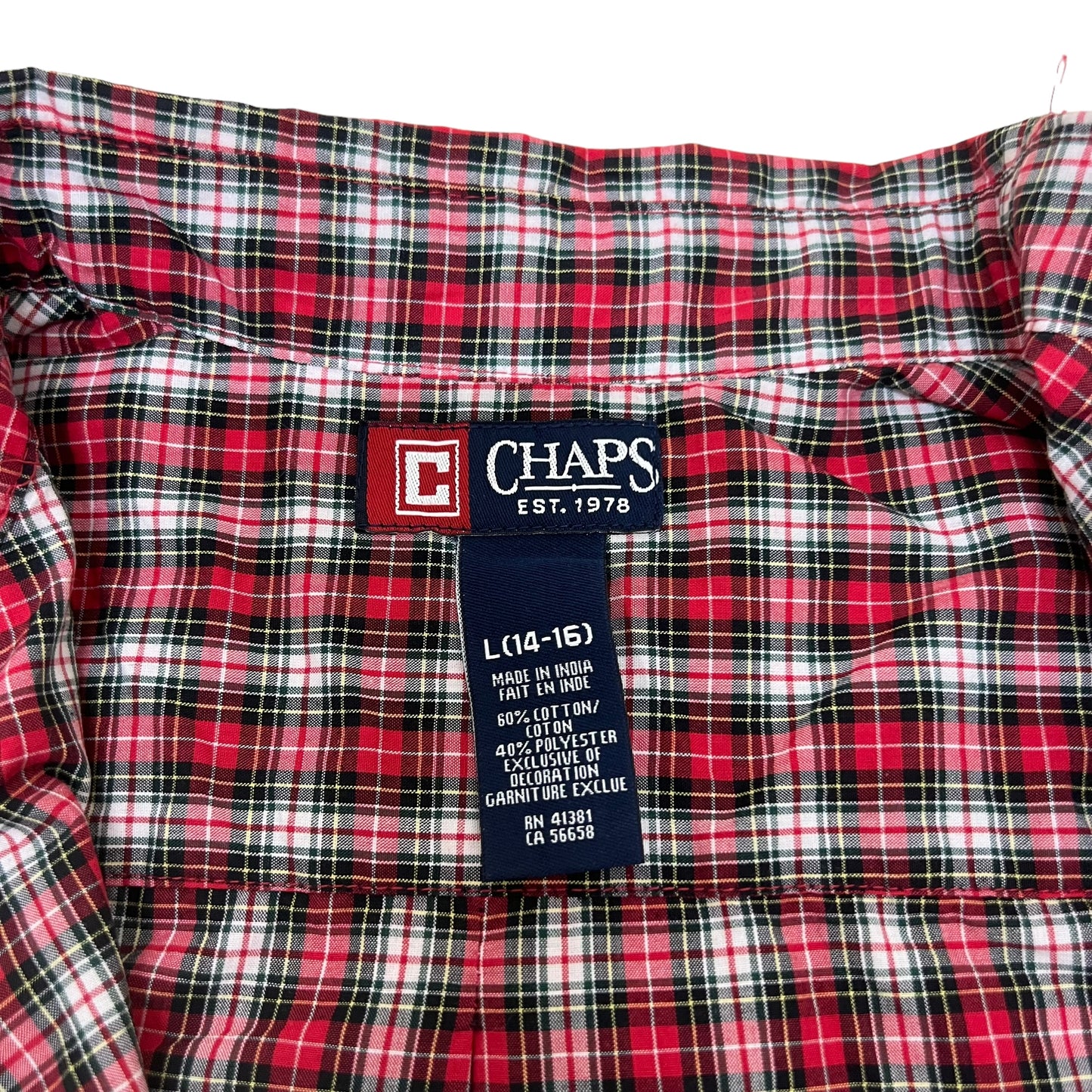 GM419 CHAPS チャップス 長袖 ボタンダウンシャツ 羽織り トップス レッド系 総柄 キッズ 子供服 L