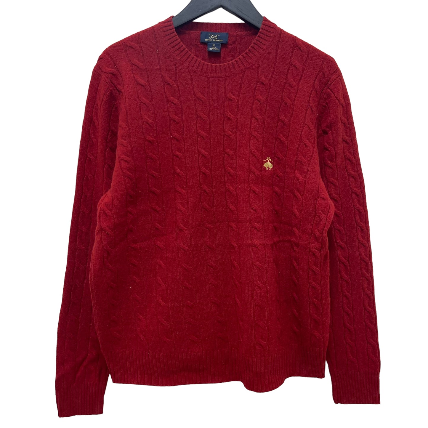 GC469 Brooks Brothers ニットセーター ケーブルニット ウールニット プルオーバー レッド メンズ サイズM